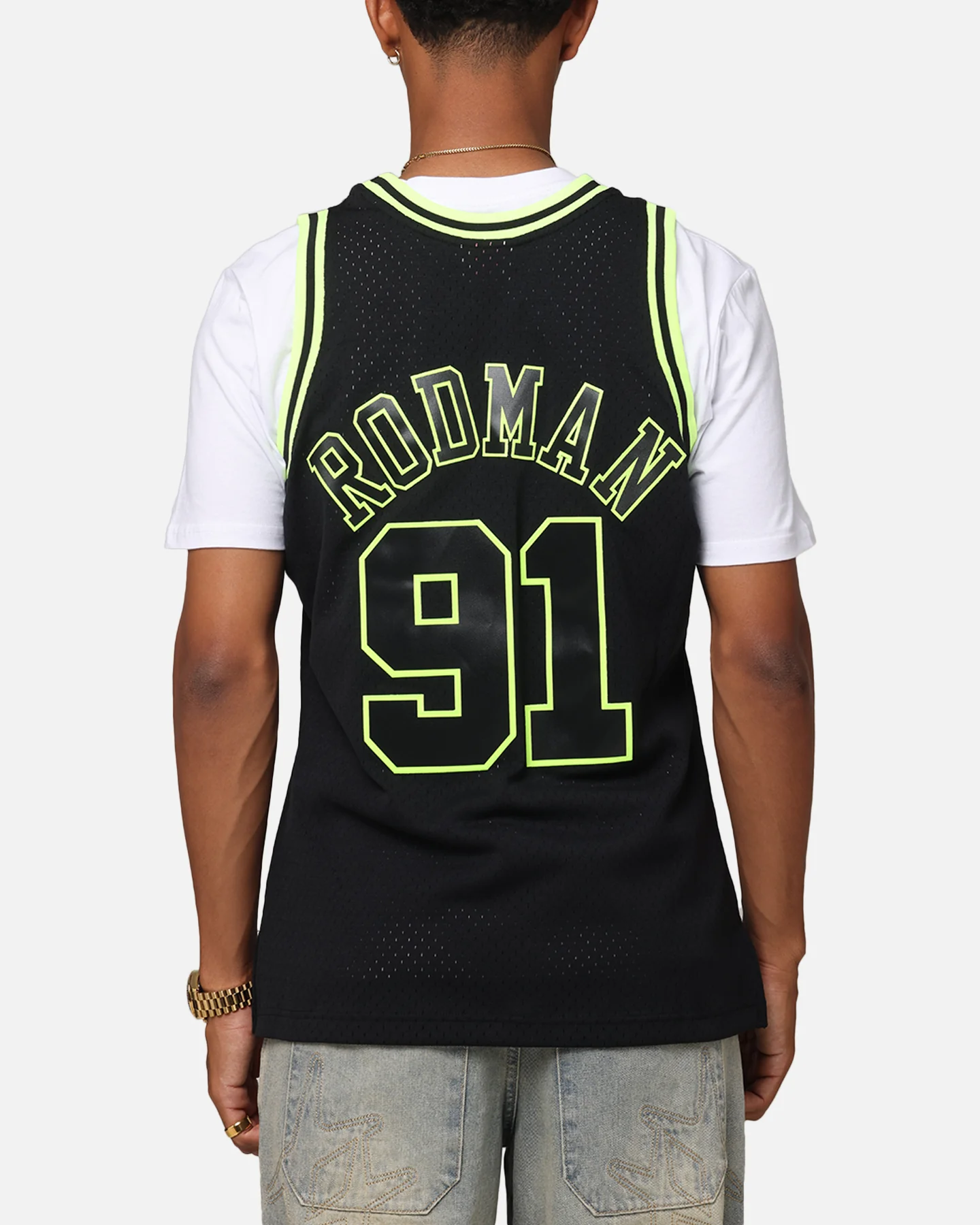 Mitchell & Ness Chicago Bulls Dennis Rodman 'Volt' 1995 Swing Jersey Black/Yellow - Image 2