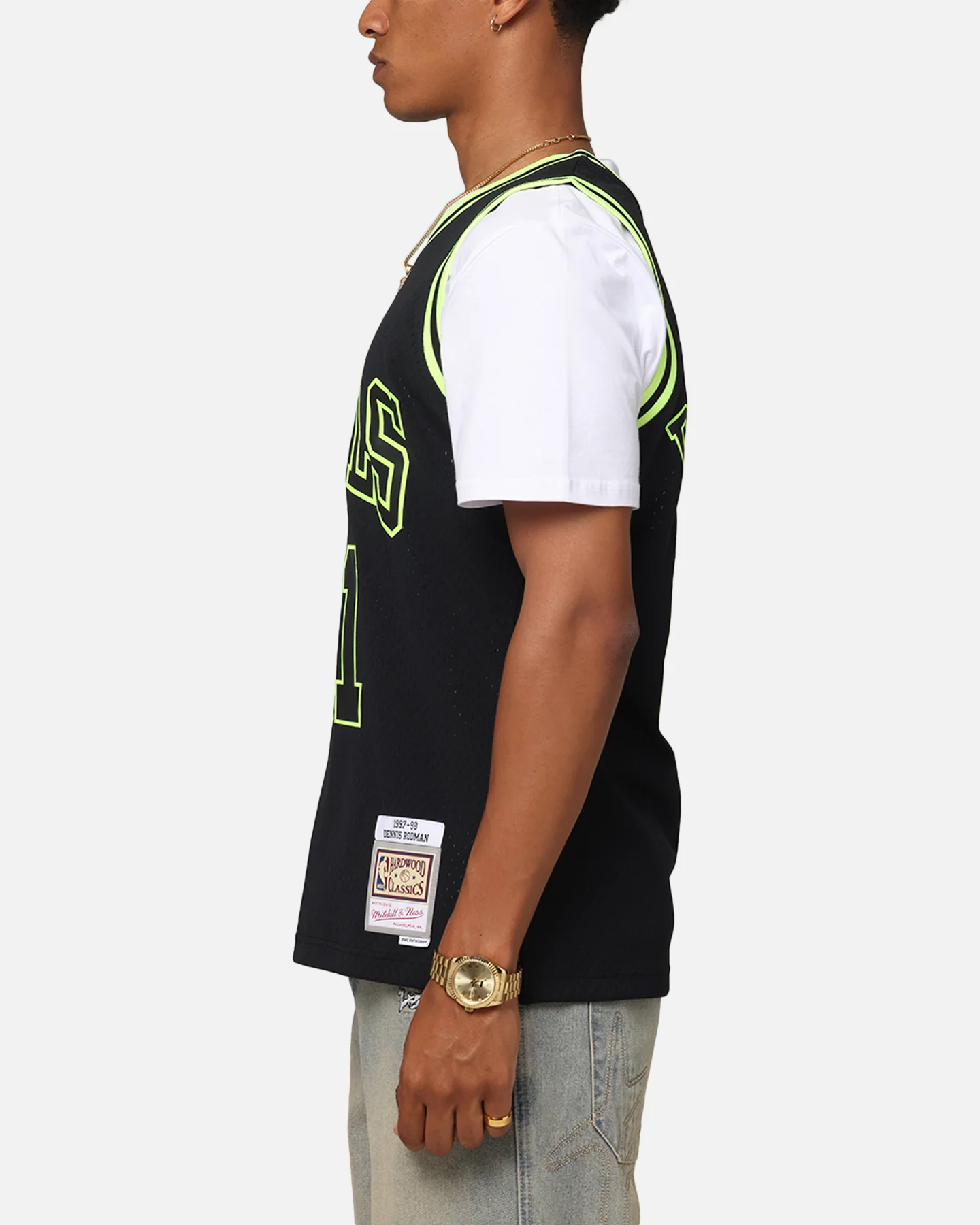 Mitchell & Ness Chicago Bulls Dennis Rodman 'Volt' 1995 Swing Jersey Black/Yellow - Image 6