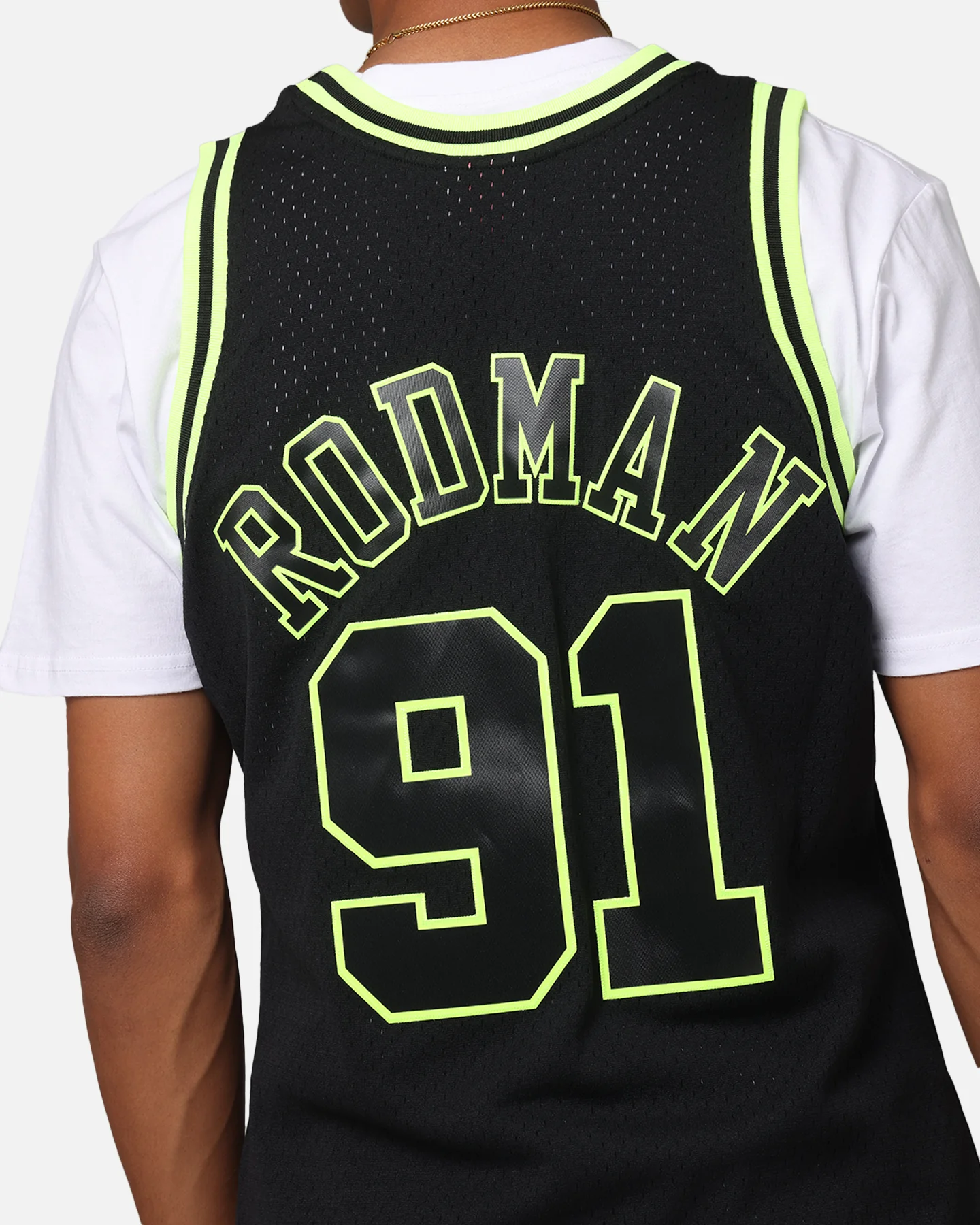 Mitchell & Ness Chicago Bulls Dennis Rodman 'Volt' 1995 Swing Jersey Black/Yellow - Image 8