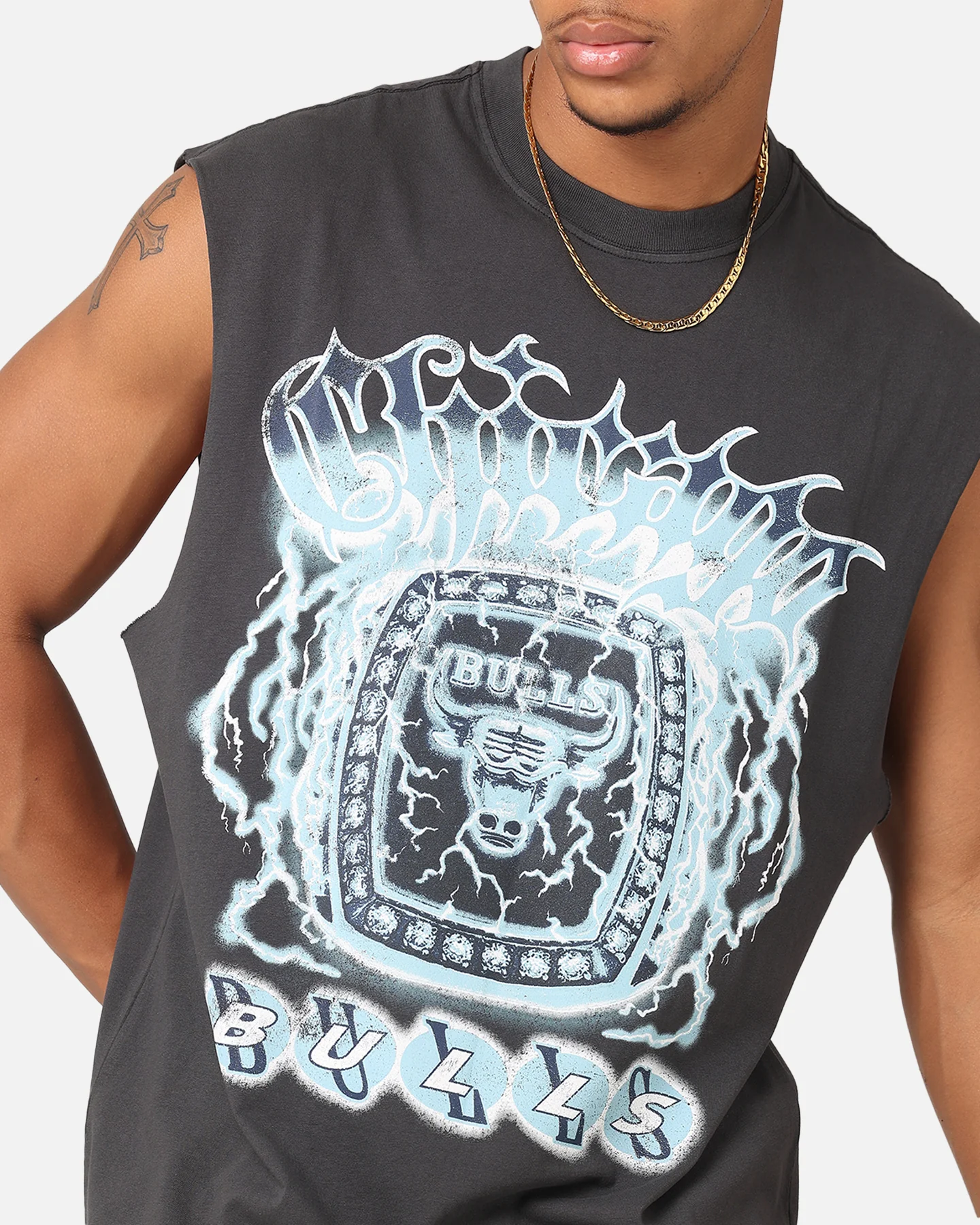 Mitchell & Ness Chicago Bulls Electric Muscle T-Shirt Faded Black - Image 7