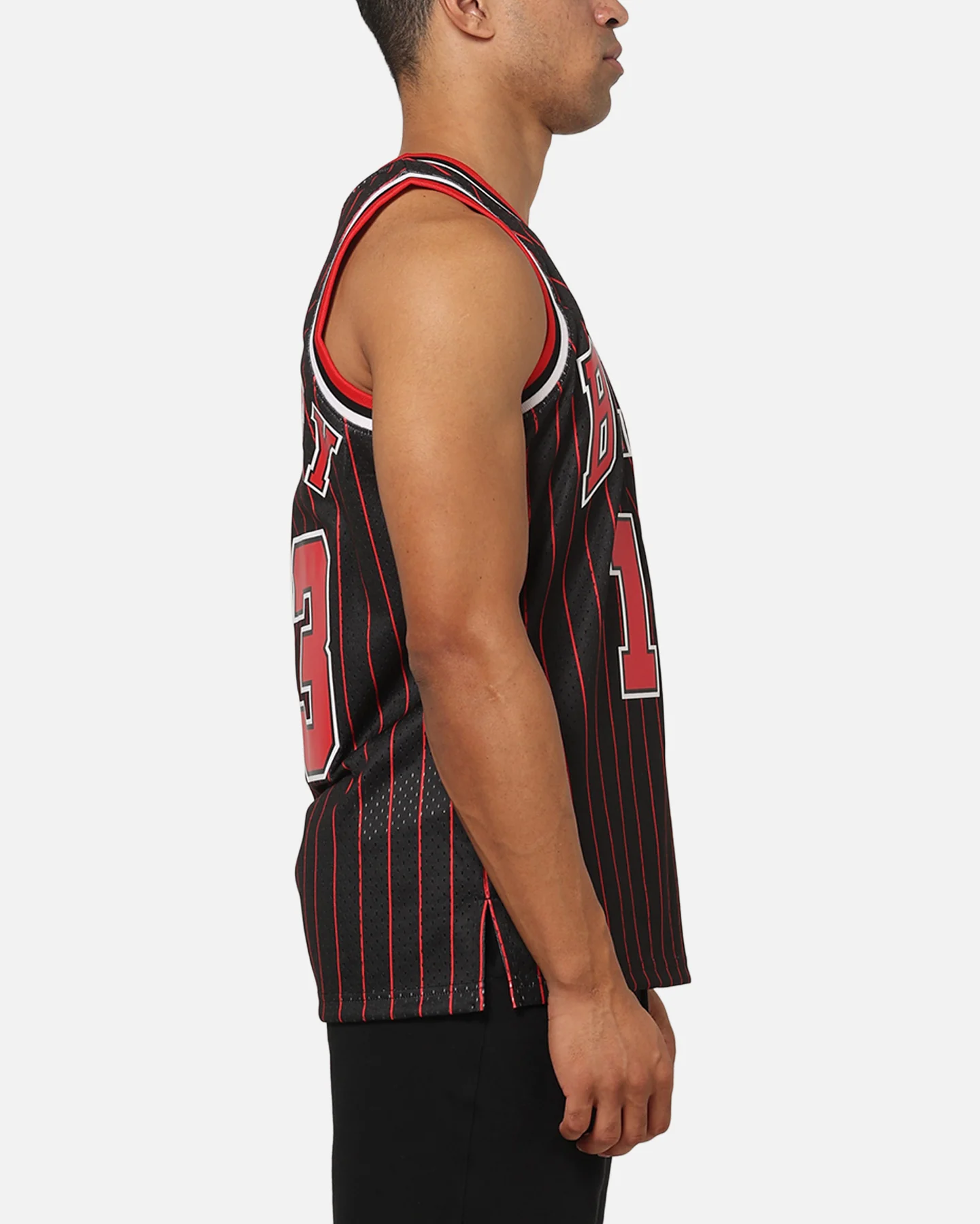 Mitchell & Ness Chicago Bulls Luc Longley 1995 Pinstripe Jersey Black - Image 5