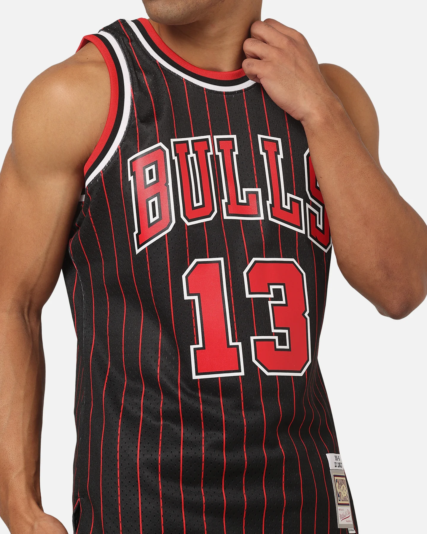 Mitchell & Ness Chicago Bulls Luc Longley 1995 Pinstripe Jersey Black - Image 7