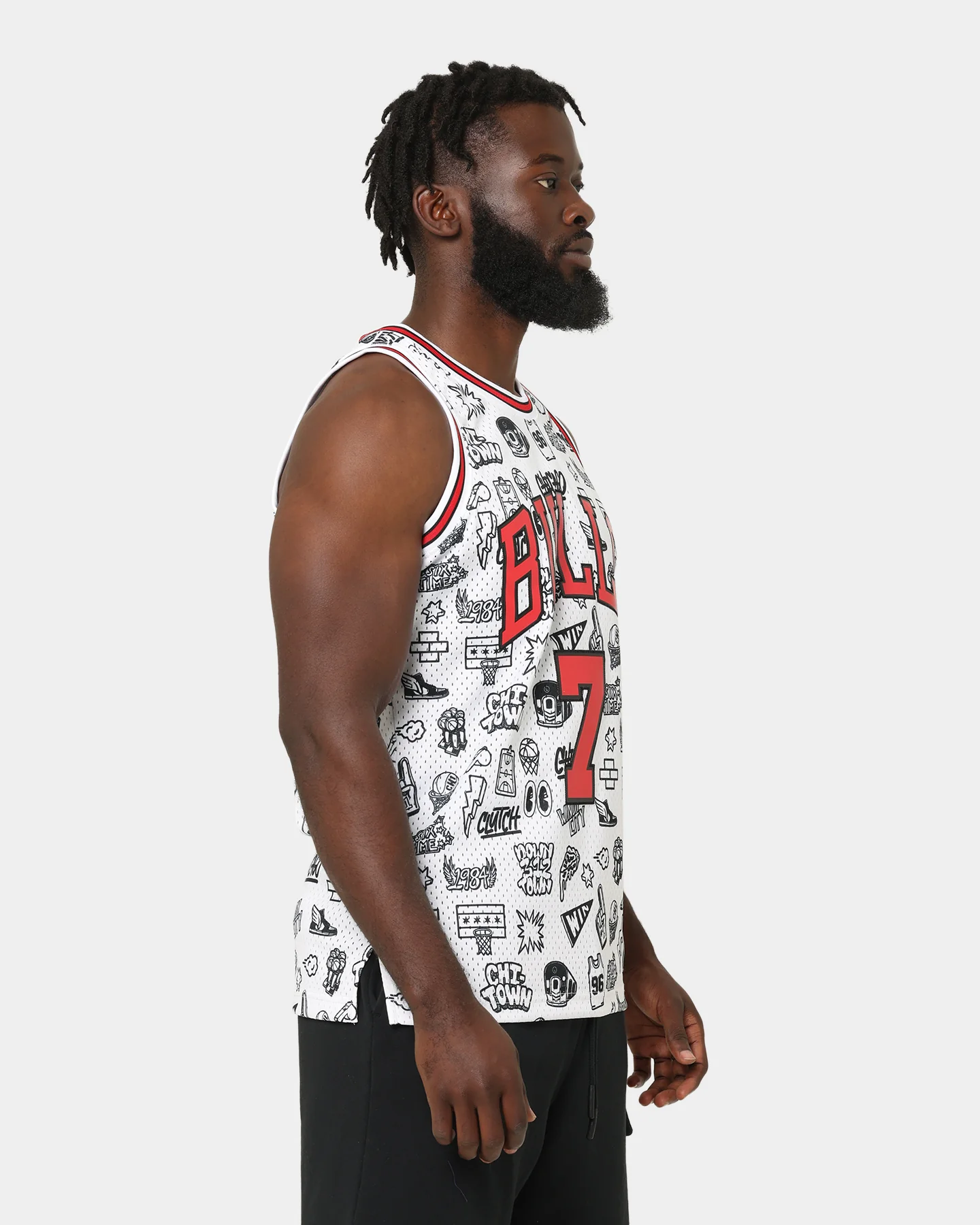 Mitchell & Ness Chicago Bulls Toni Kukoč #7 1997-1998 Doodle Swingman Jersey White - Image 6