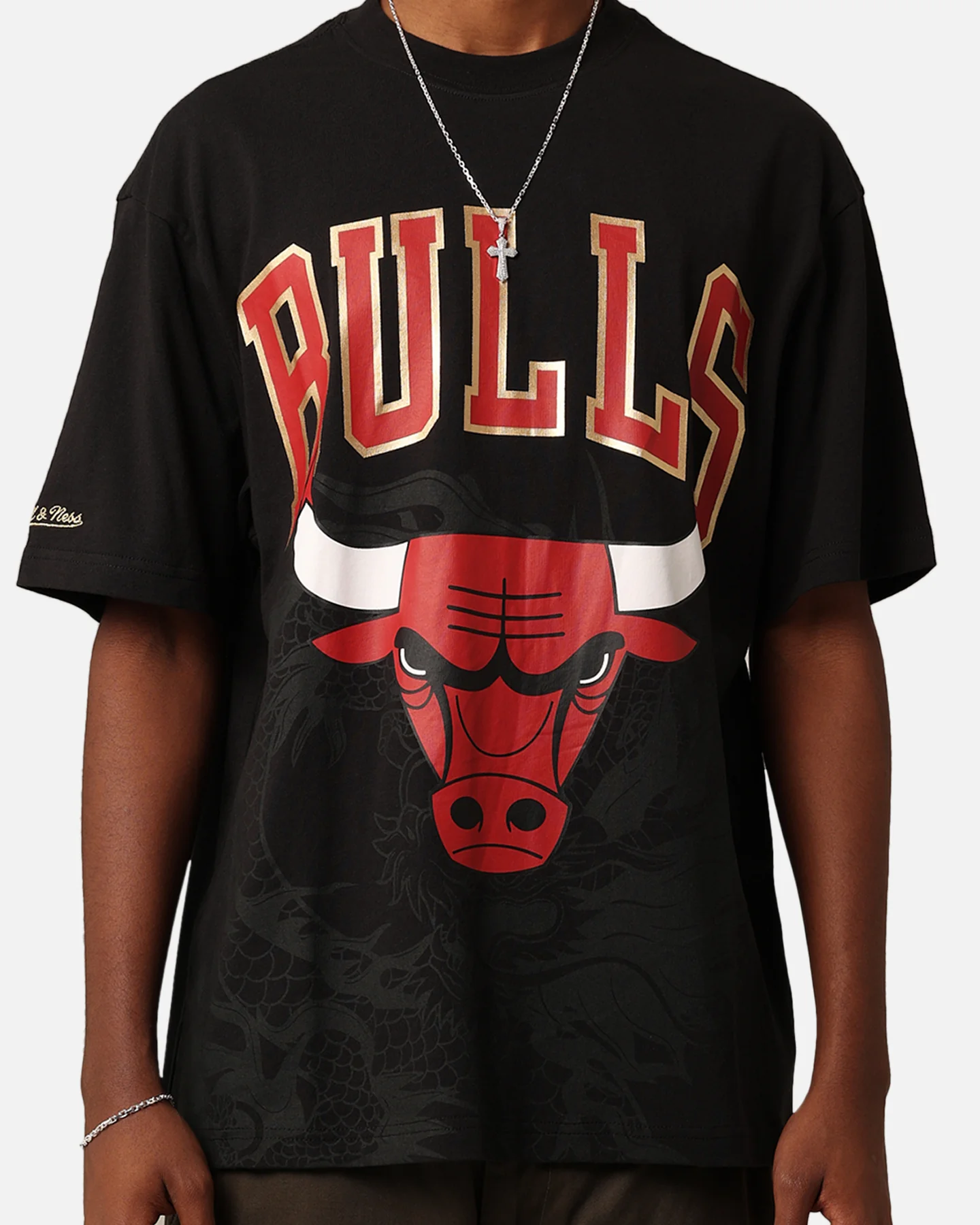 Mitchell & Ness Chicago Bulls Year Of The Dragon T-Shirt Faded Black - Image 3