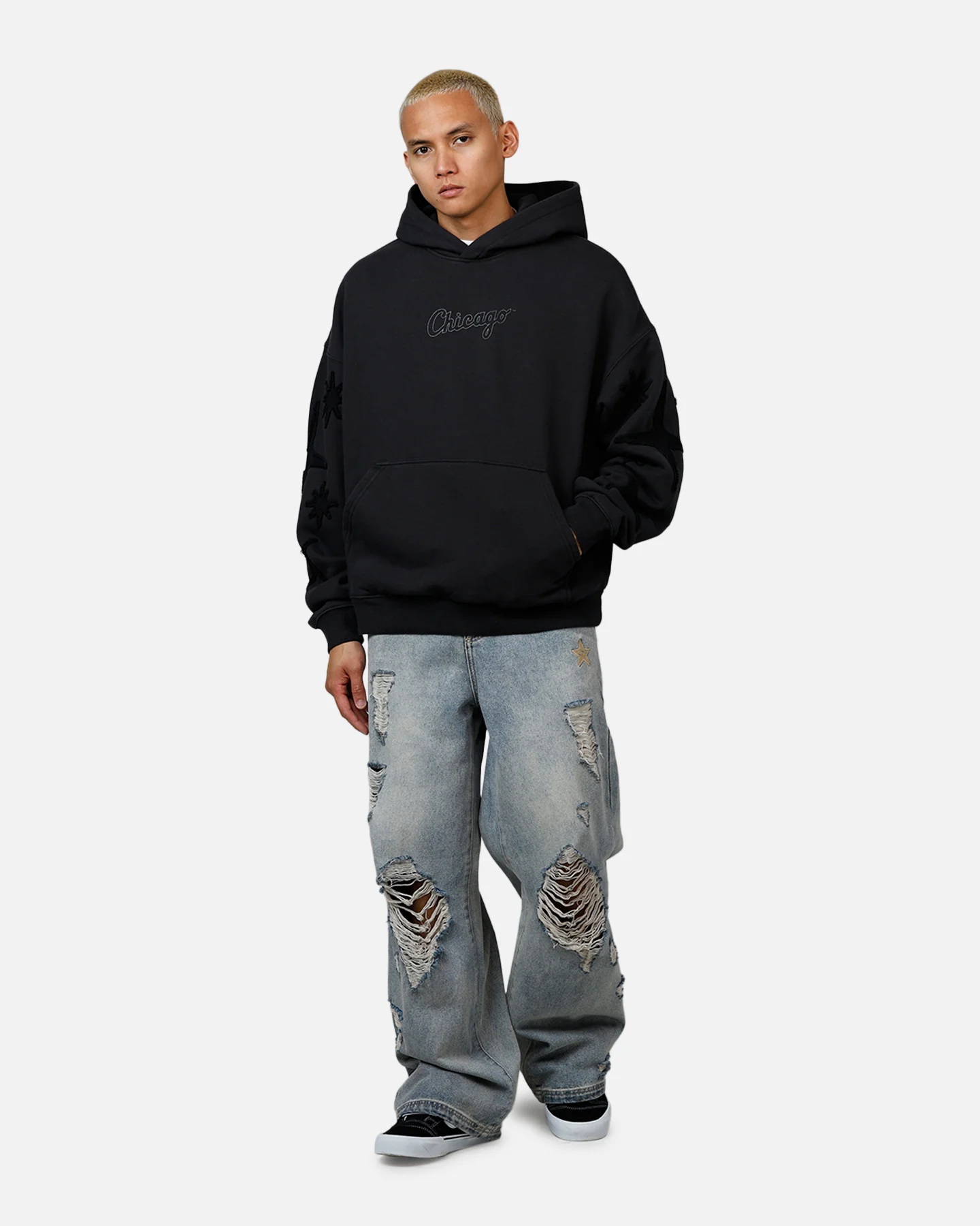 Mitchell & Ness Chicago White Sox Starburst Hoodie Faded Black - Image 3