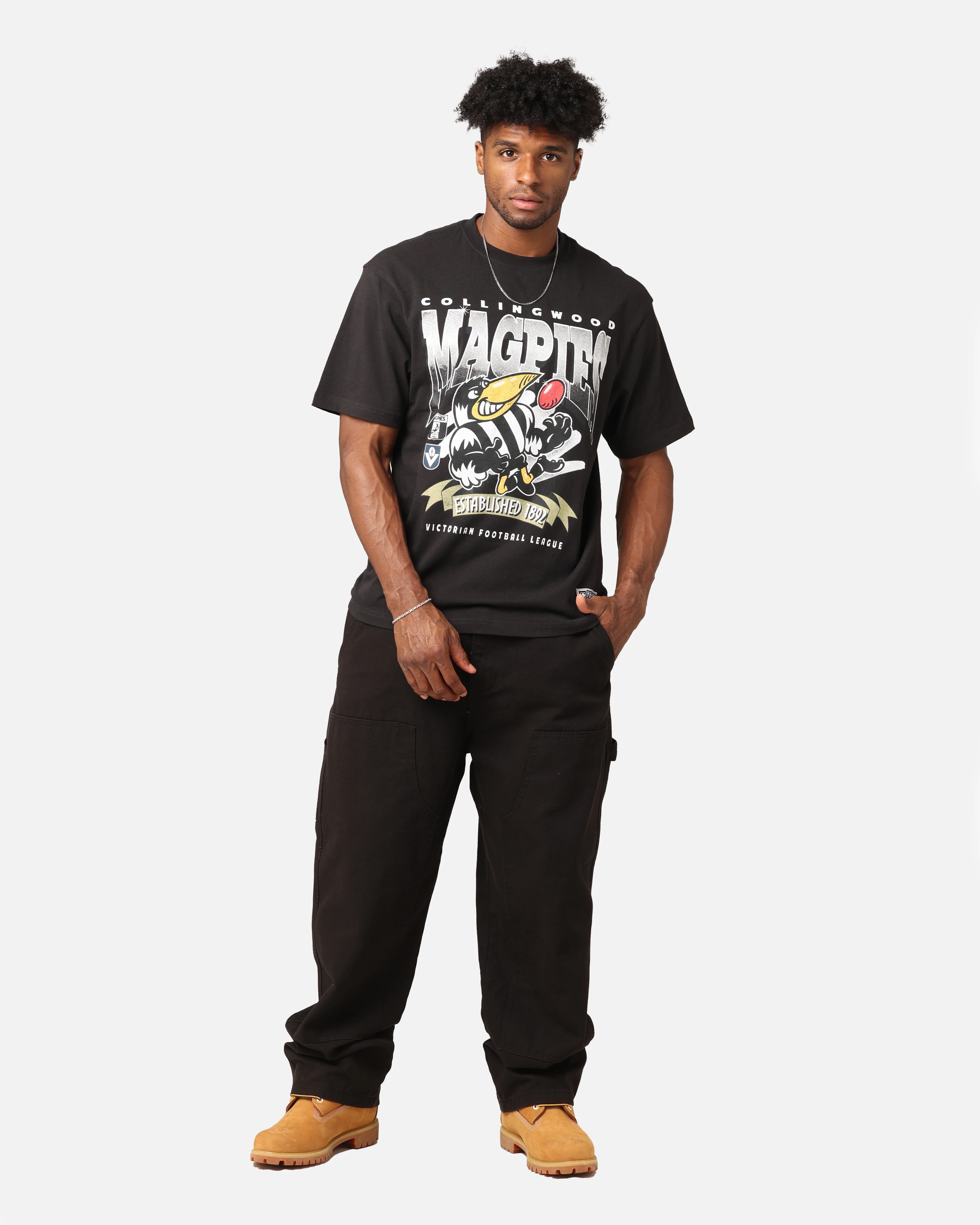 Mitchell & Ness Collingwood Magpies Character T-Shirt Faded Black - Image 2