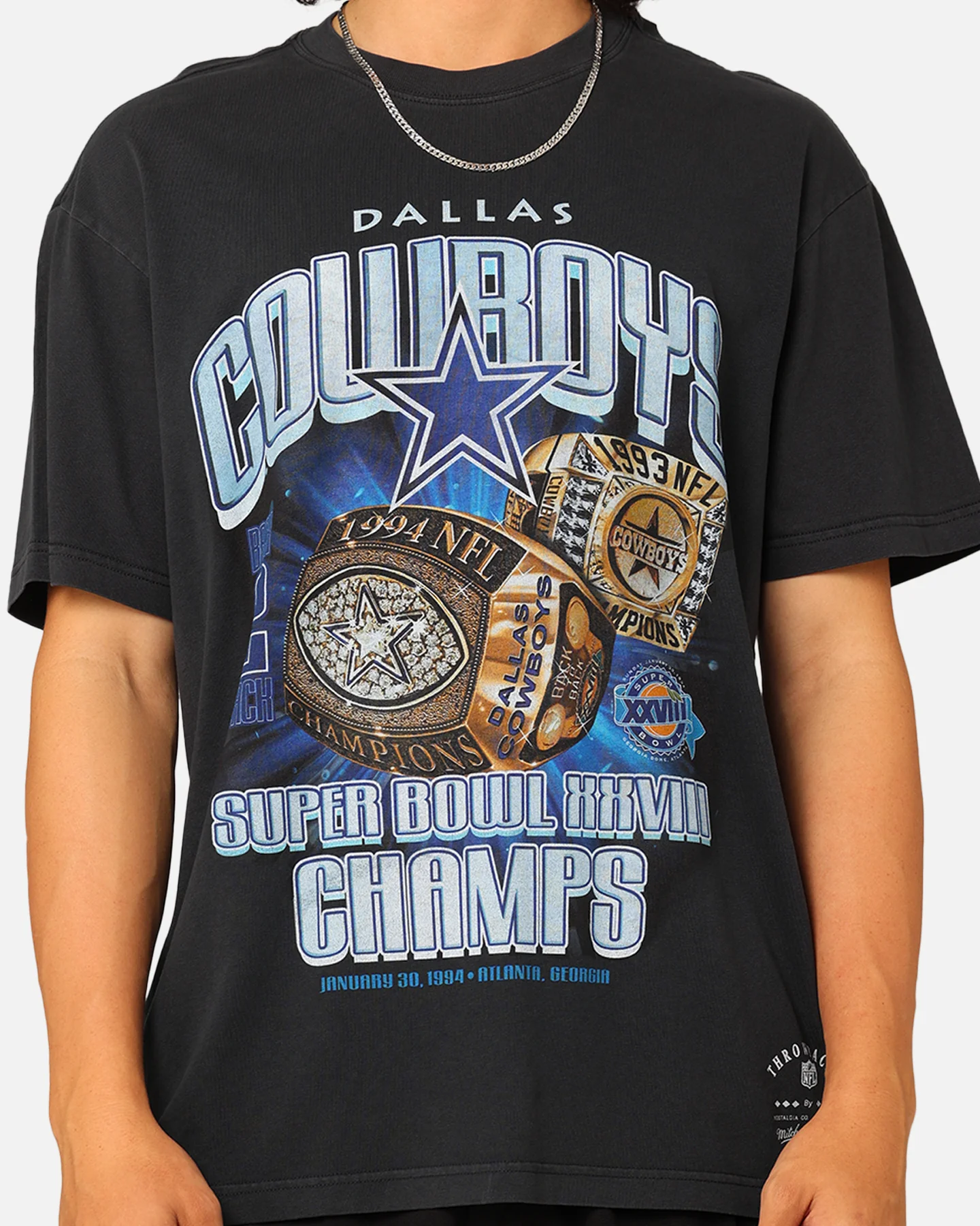 Mitchell & Ness Dallas Cowboys '93-94 Super Bowl Champs T-Shirt Faded Black - Image 3