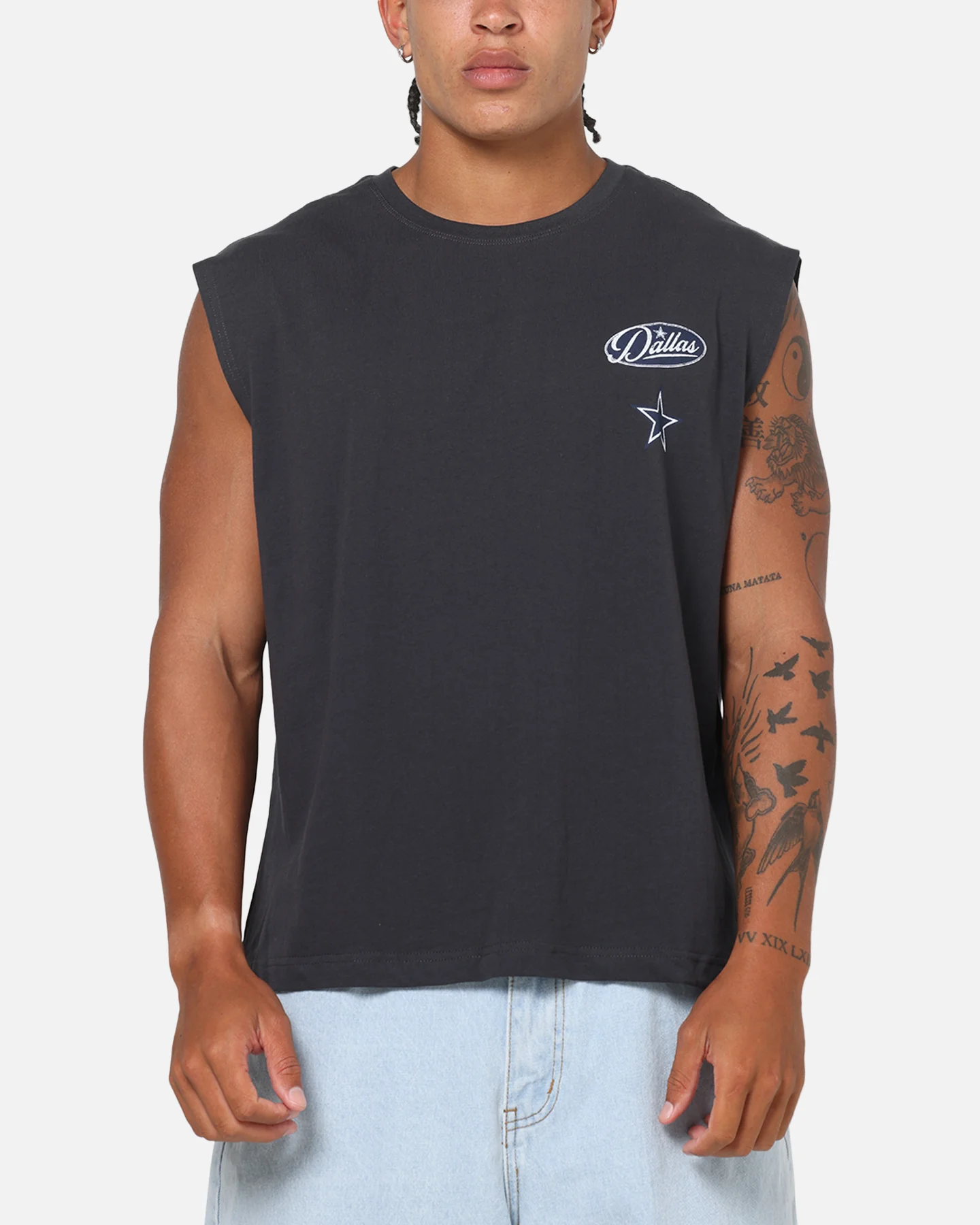 Mitchell & Ness Dallas Cowboys Americas Team Boxy Muscle T-Shirt Washed Black - Image 2