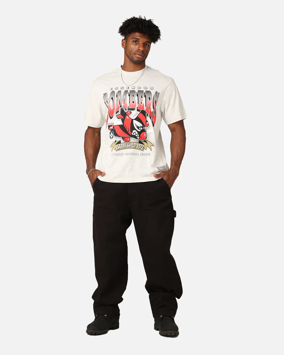Mitchell & Ness Essendon Bombers Character T-Shirt Silver Marle - Image 2