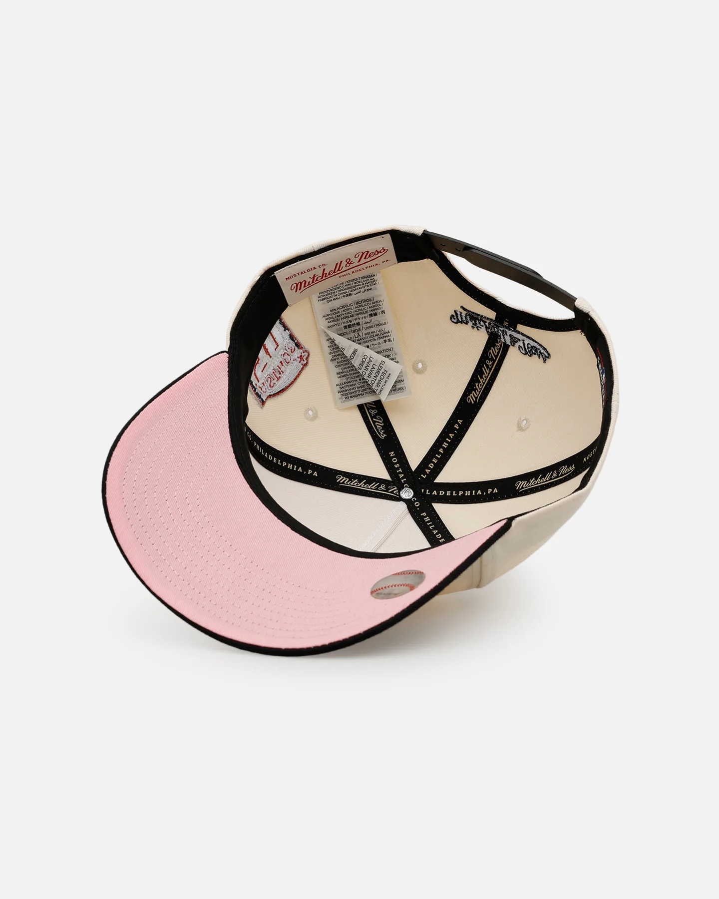 Mitchell & Ness Houston Astros 'Pink Team Logo' Pro Pinch Snapback Off White - Image 6