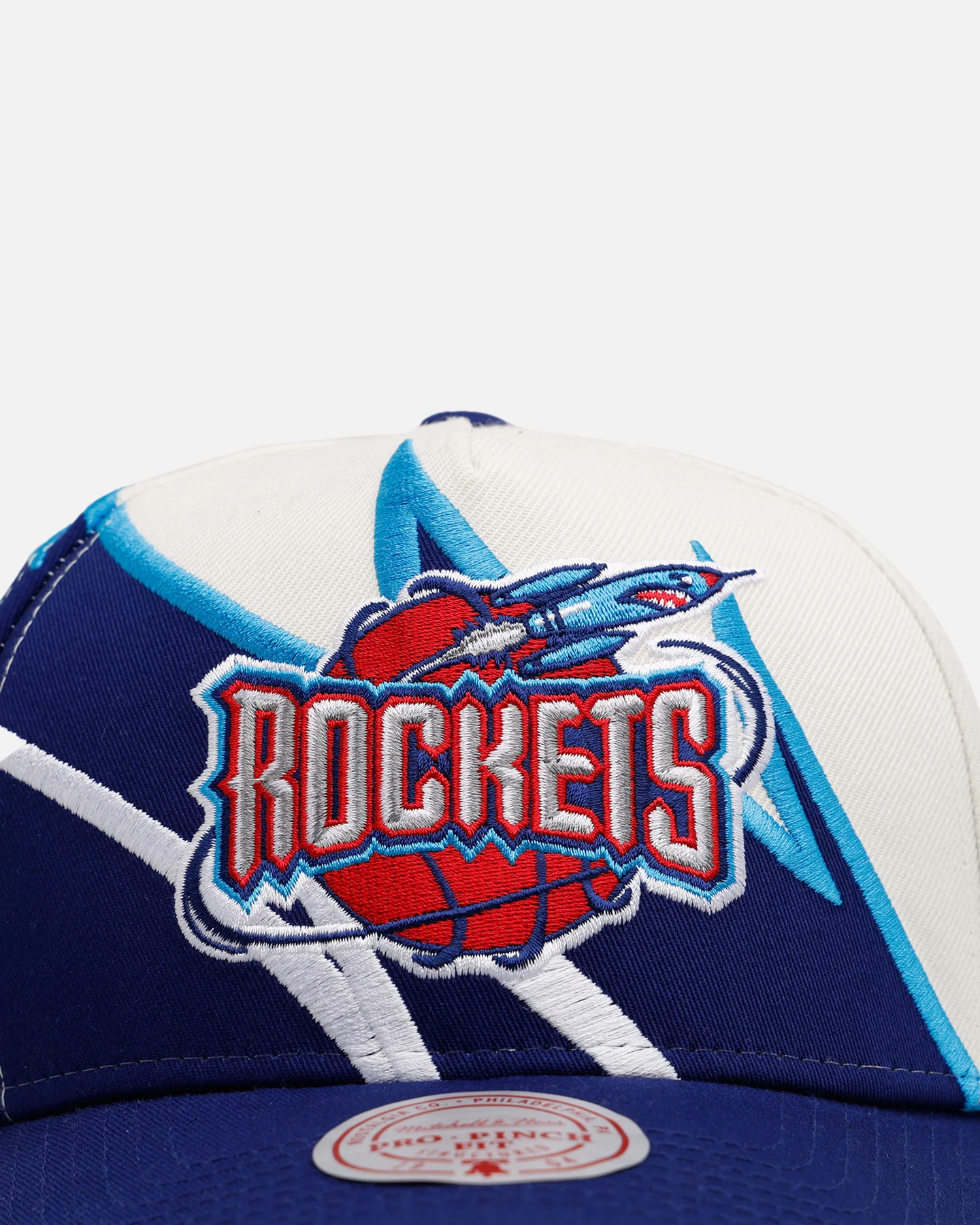 Mitchell & Ness Houston Rockets 'Shark Tooth' Pro Pinch Snapback Cream/Navy - Image 5