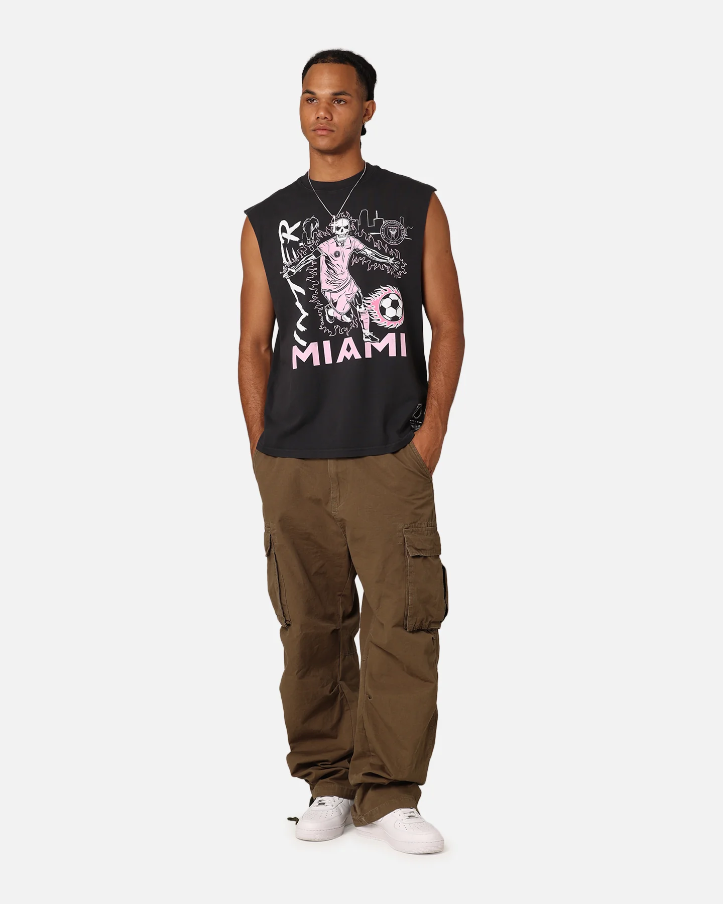 Mitchell & Ness Inter Miami CF Flame Muscle T-Shirt Black - Image 2