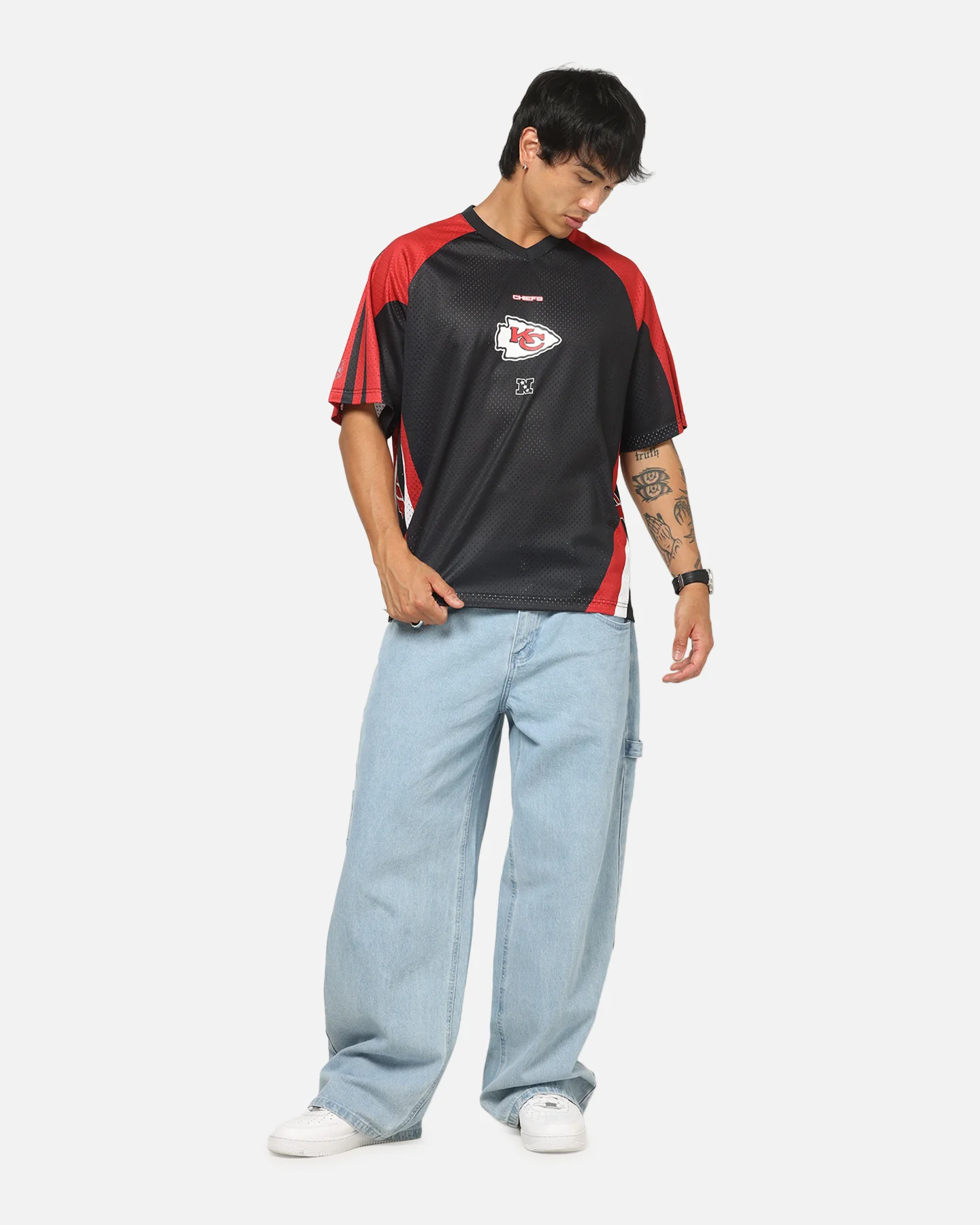 Mitchell & Ness Kansas City Chiefs Warehouse Rave Jersey Black/Red/White - Image 4