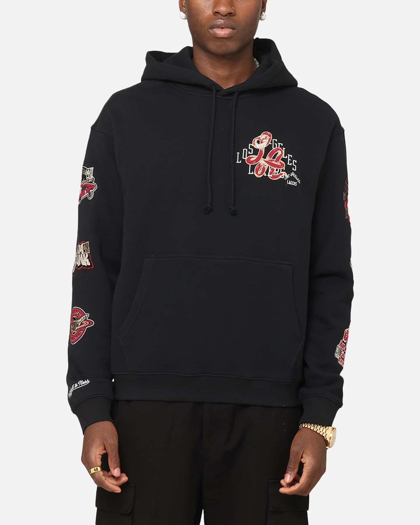 Mitchell & Ness LA Lakers First Team Gold Hoodie Faded Black - Image 2
