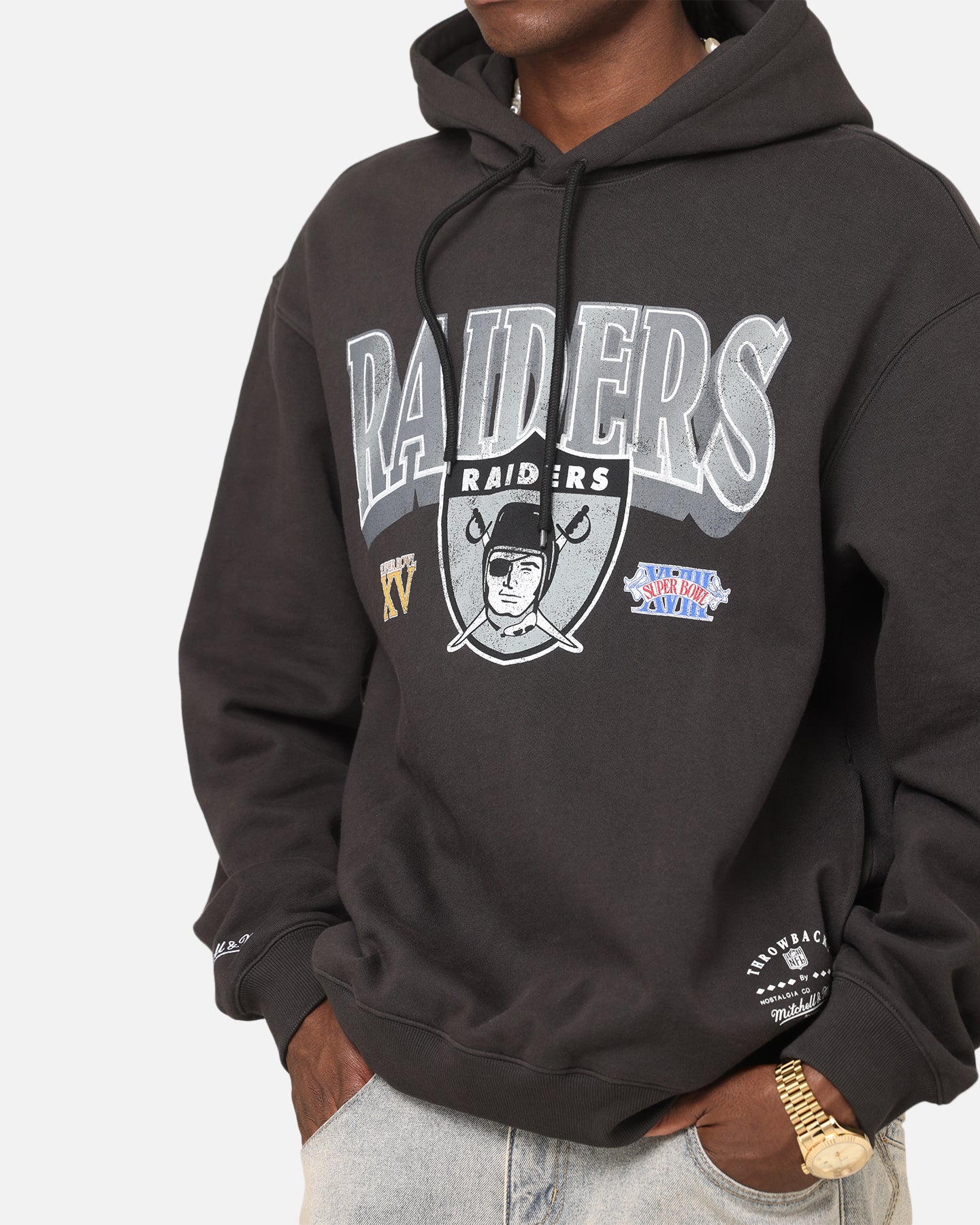 Mitchell & Ness Las Vegas Raiders Arch Hoodie Faded Black - Image 6