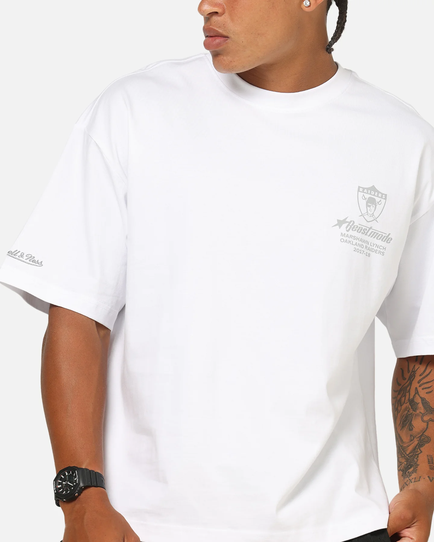 Mitchell & Ness Las Vegas Raiders Beastmode 24 Boxy T-Shirt White - Image 7
