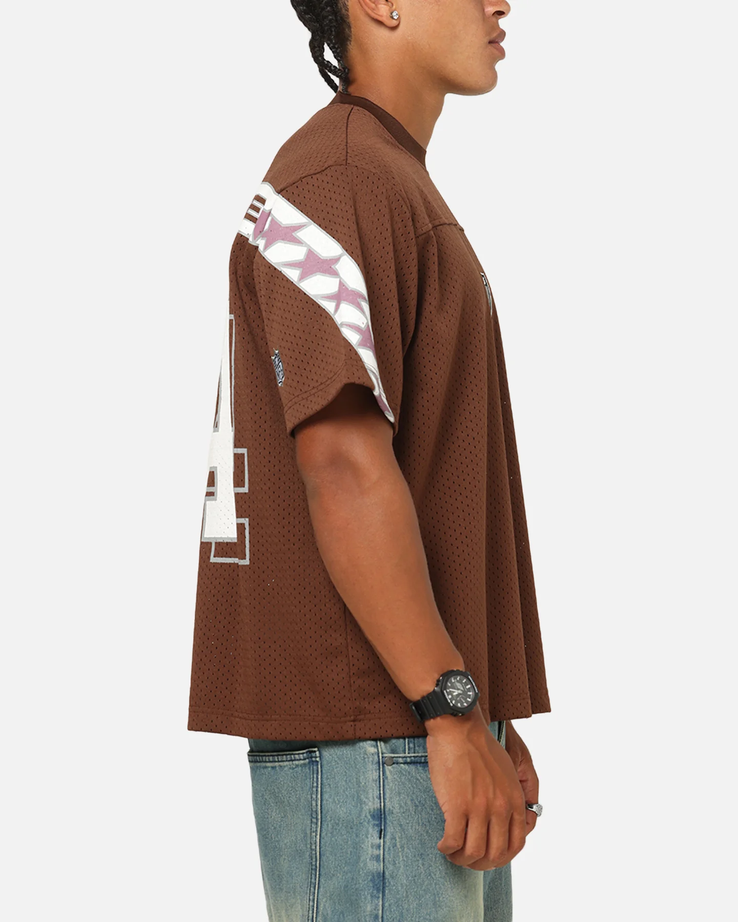 Mitchell & Ness Las Vegas Raiders Beastmode Boxy Mesh T-Shirt Chocolate Brown - Image 5