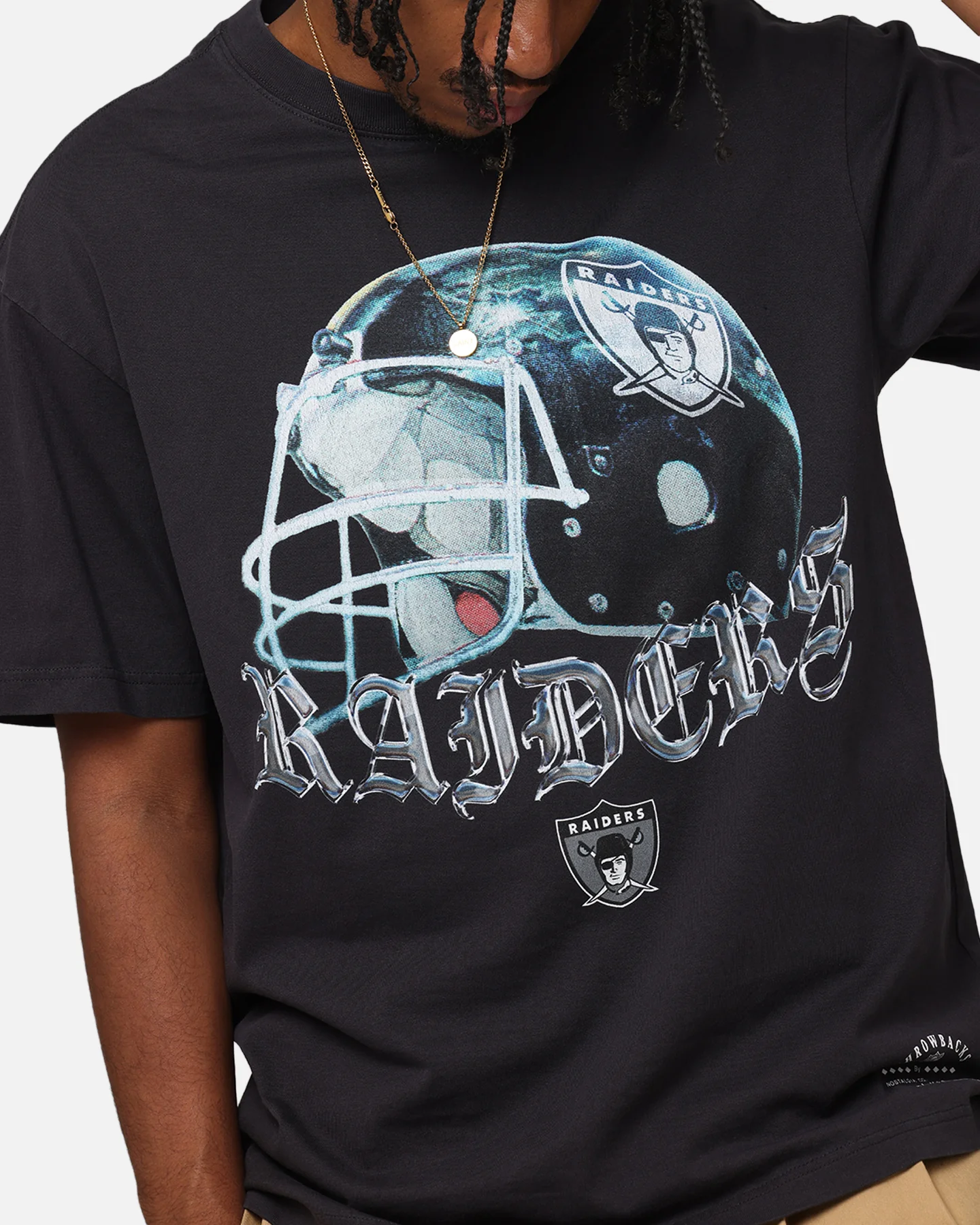 Mitchell & Ness Las Vegas Raiders Helmet T-Shirt Overdyed Black - Image 6