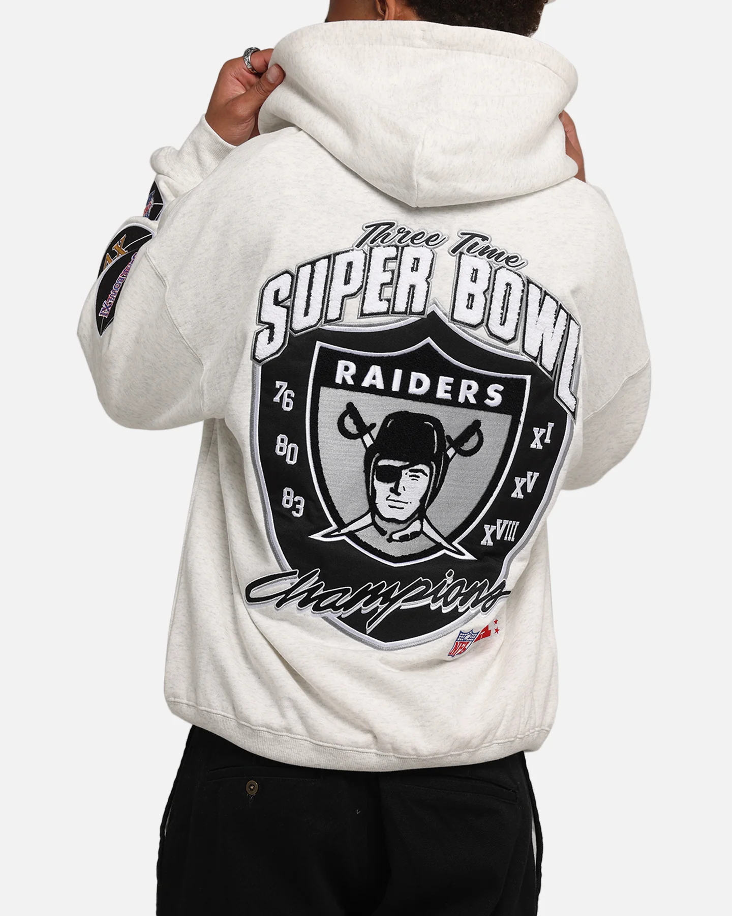 Mitchell & Ness Las Vegas Raiders National Champions Hoodie Silver Marle - Image 7