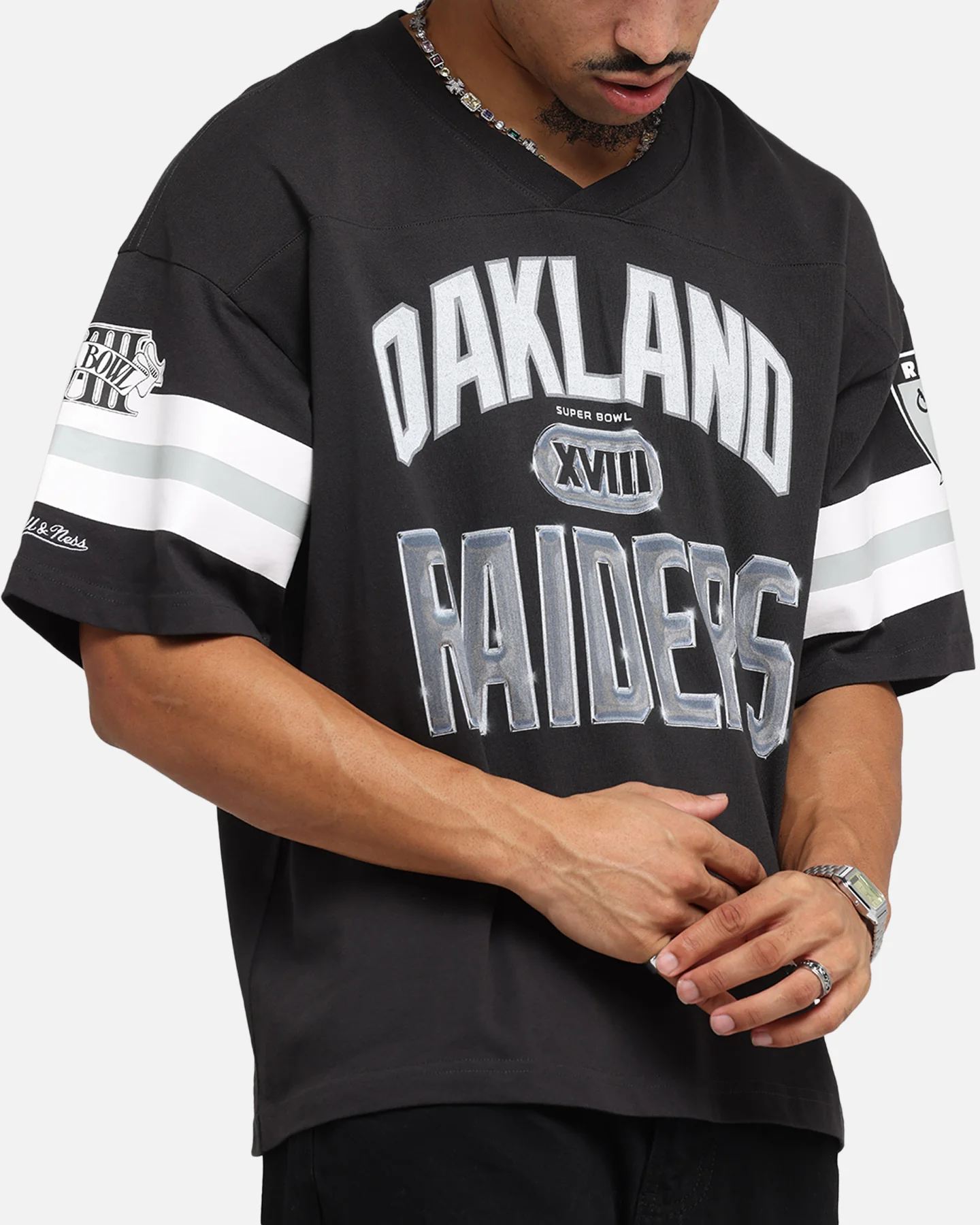 Mitchell & Ness Las Vegas Raiders XVIII Boxy T-Shirt Faded Black - Image 6