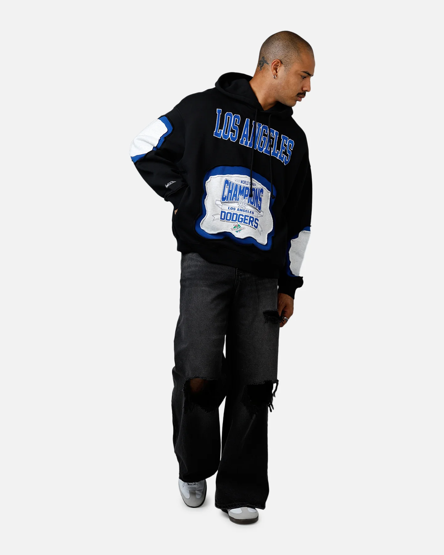 Mitchell & Ness Los Angeles Dodgers C&S Hoodie Faded Black - Image 3