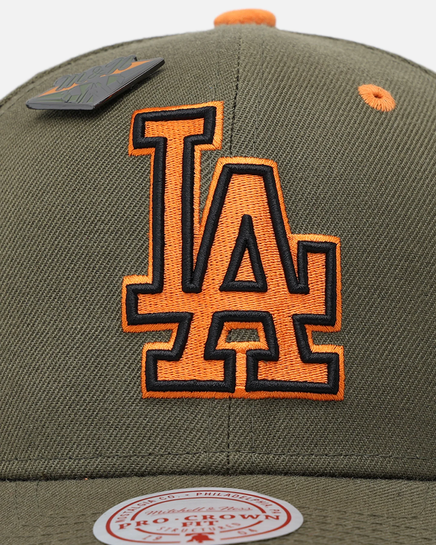 Mitchell & Ness Los Angeles Dodgers 'Harmony Of Hues' Pro Crown Snapback Olive/Orange - Image 7