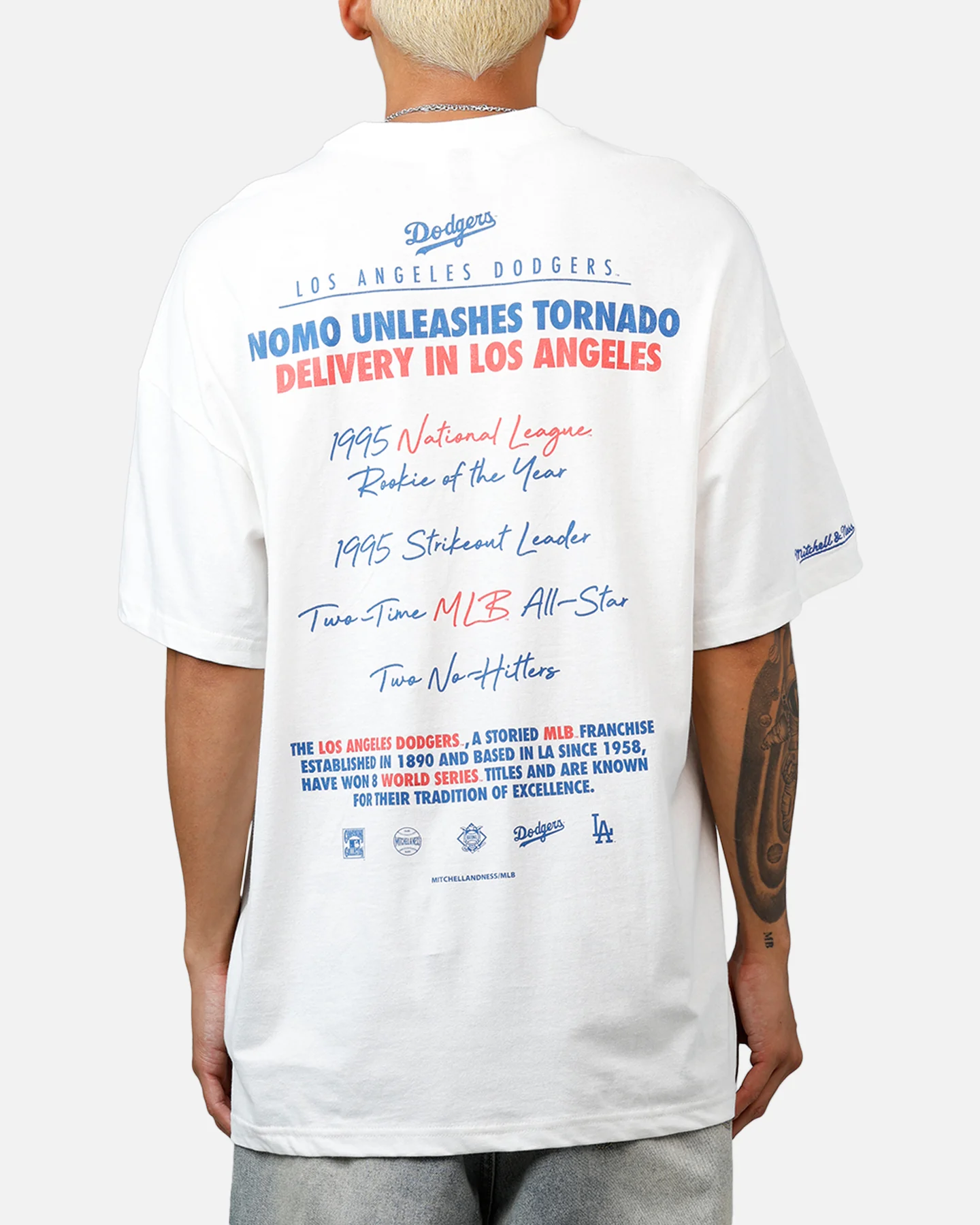Mitchell & Ness Los Angeles Dodgers Hideo Nomo Got Better T-Shirt Vintage White - Image 2