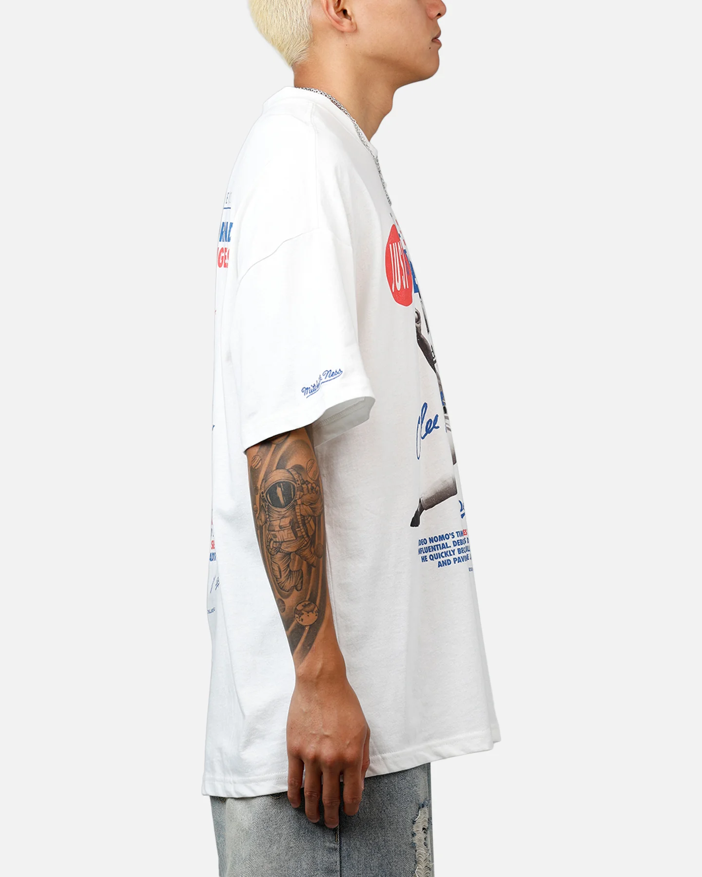 Mitchell & Ness Los Angeles Dodgers Hideo Nomo Got Better T-Shirt Vintage White - Image 4