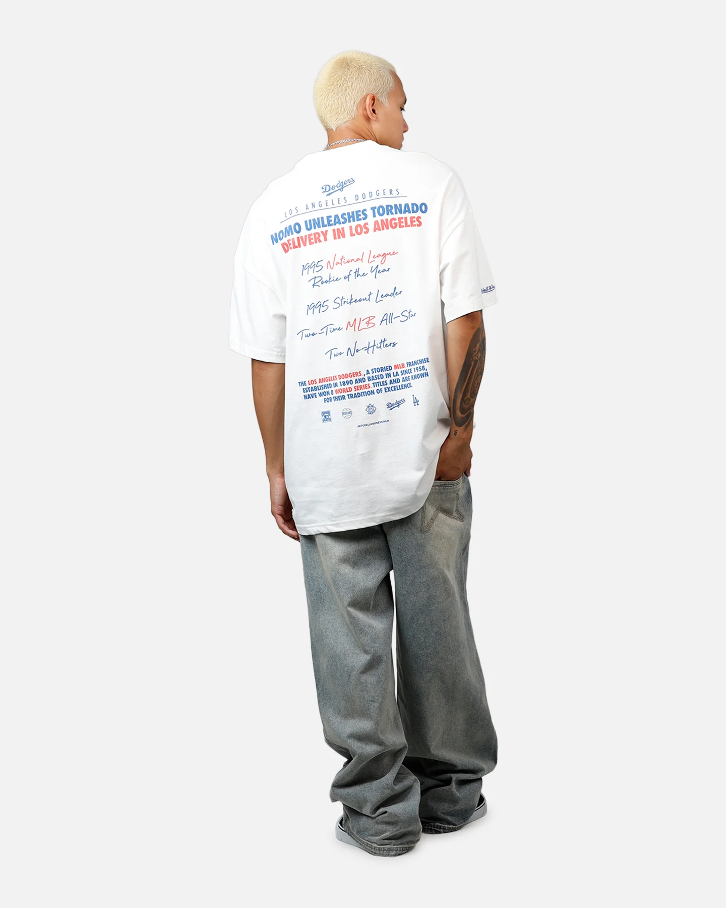 Mitchell & Ness Los Angeles Dodgers Hideo Nomo Got Better T-Shirt Vintage White - Image 6