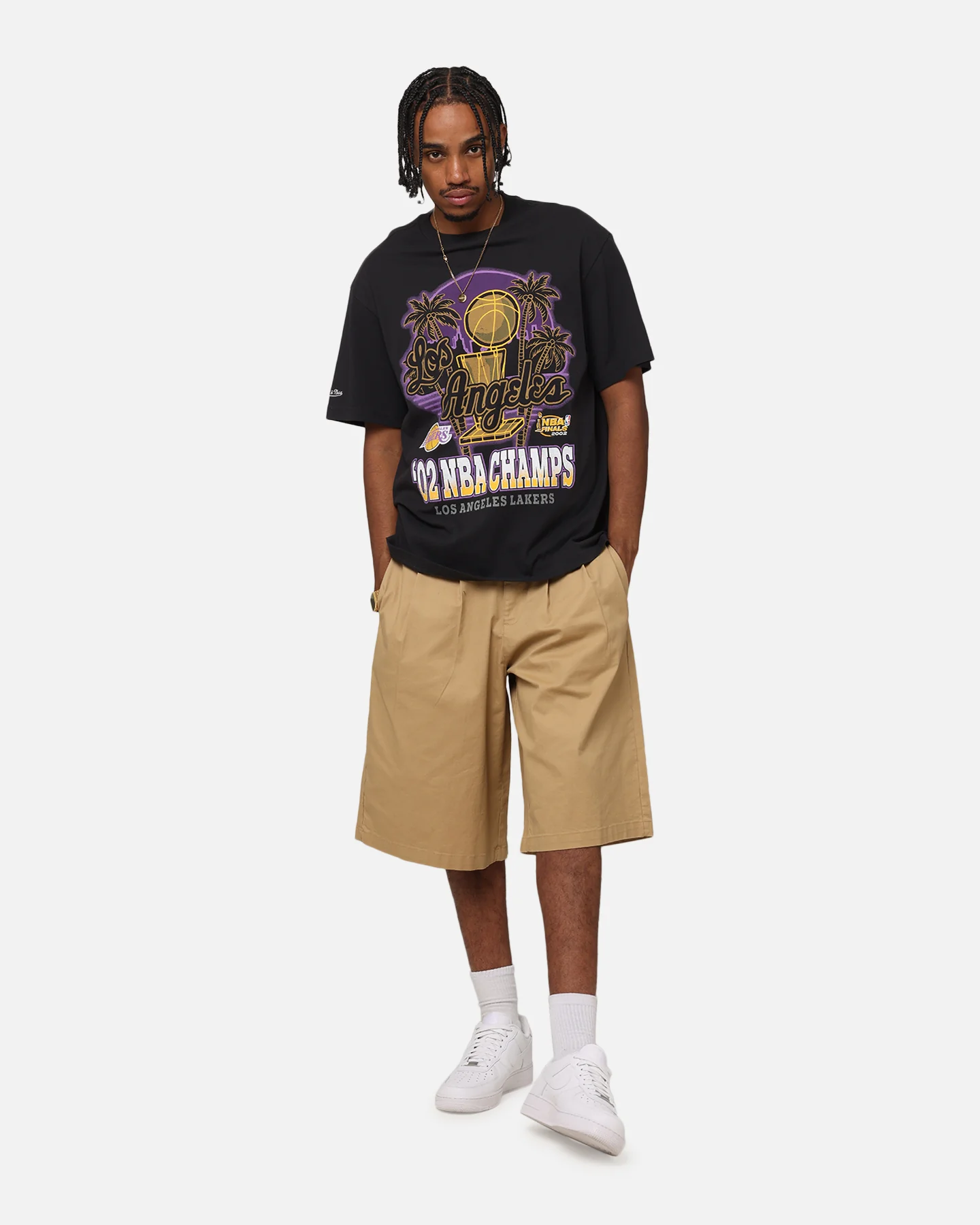 Mitchell & Ness Los Angeles Lakers '02 NBA Champs T-Shirt Faded Black - Image 2
