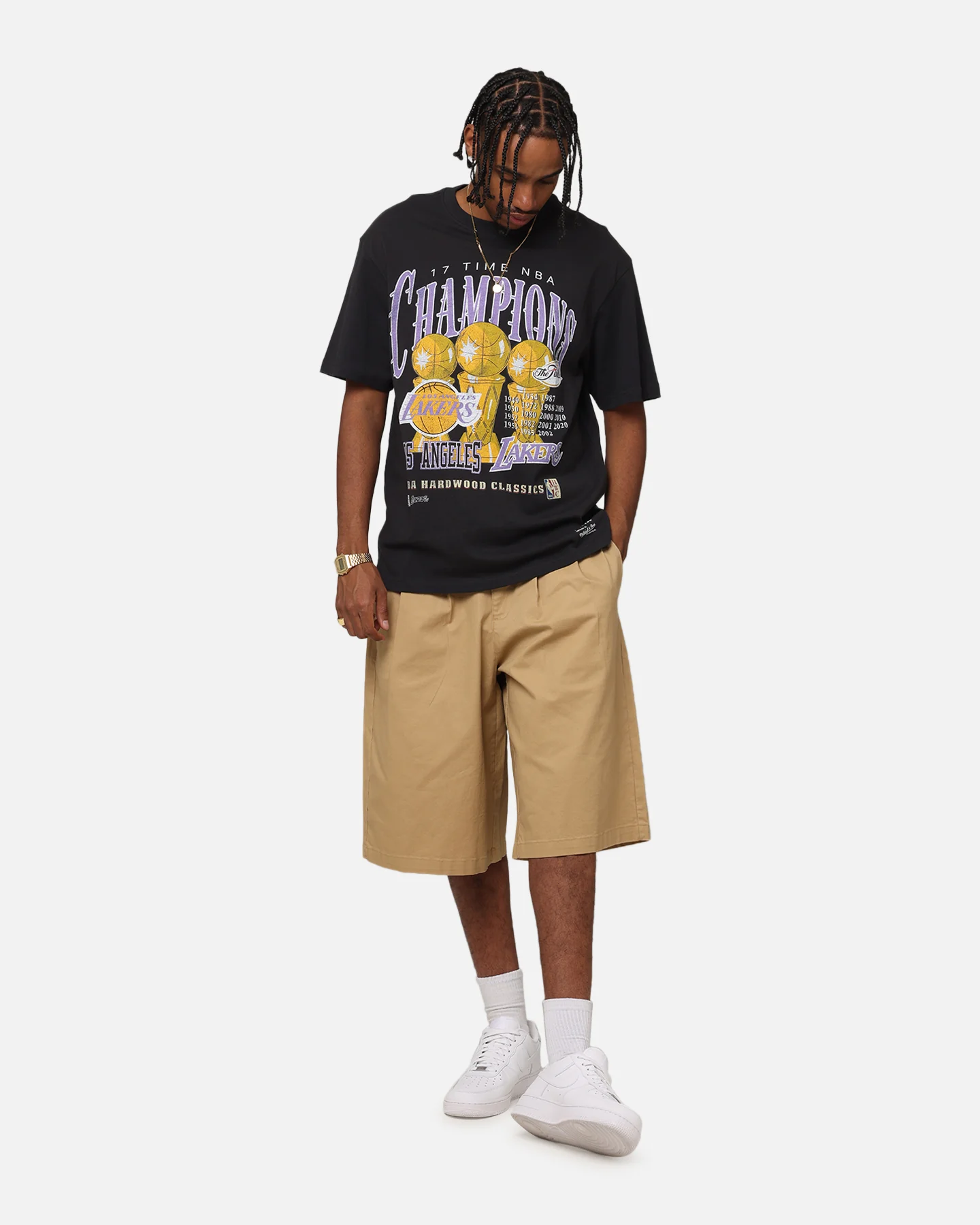 Mitchell & Ness Los Angeles Lakers 17 Times T-Shirt Grey Marle/OTC - Image 2