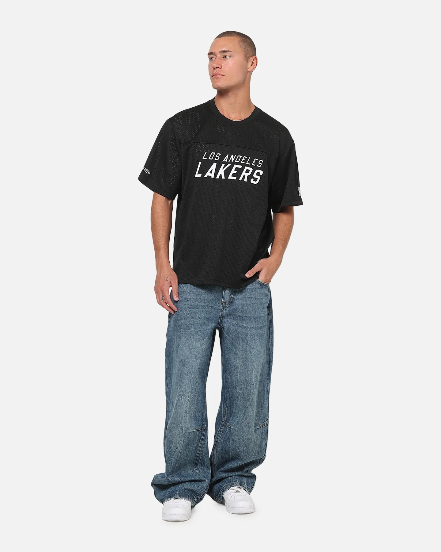 Mitchell & Ness Los Angeles Lakers Basketball Mesh T-Shirt Black - Image 3