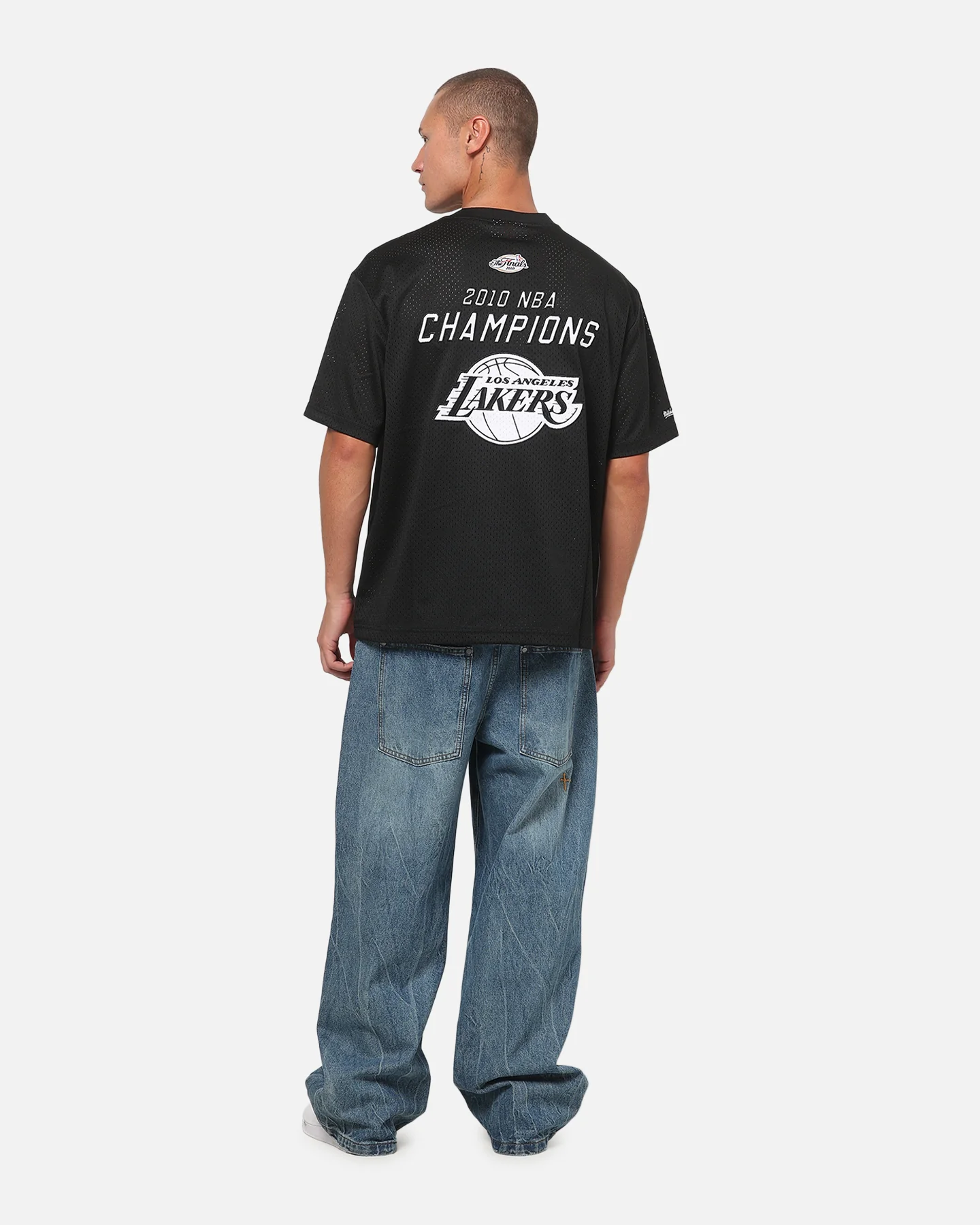 Mitchell & Ness Los Angeles Lakers Basketball Mesh T-Shirt Black - Image 4