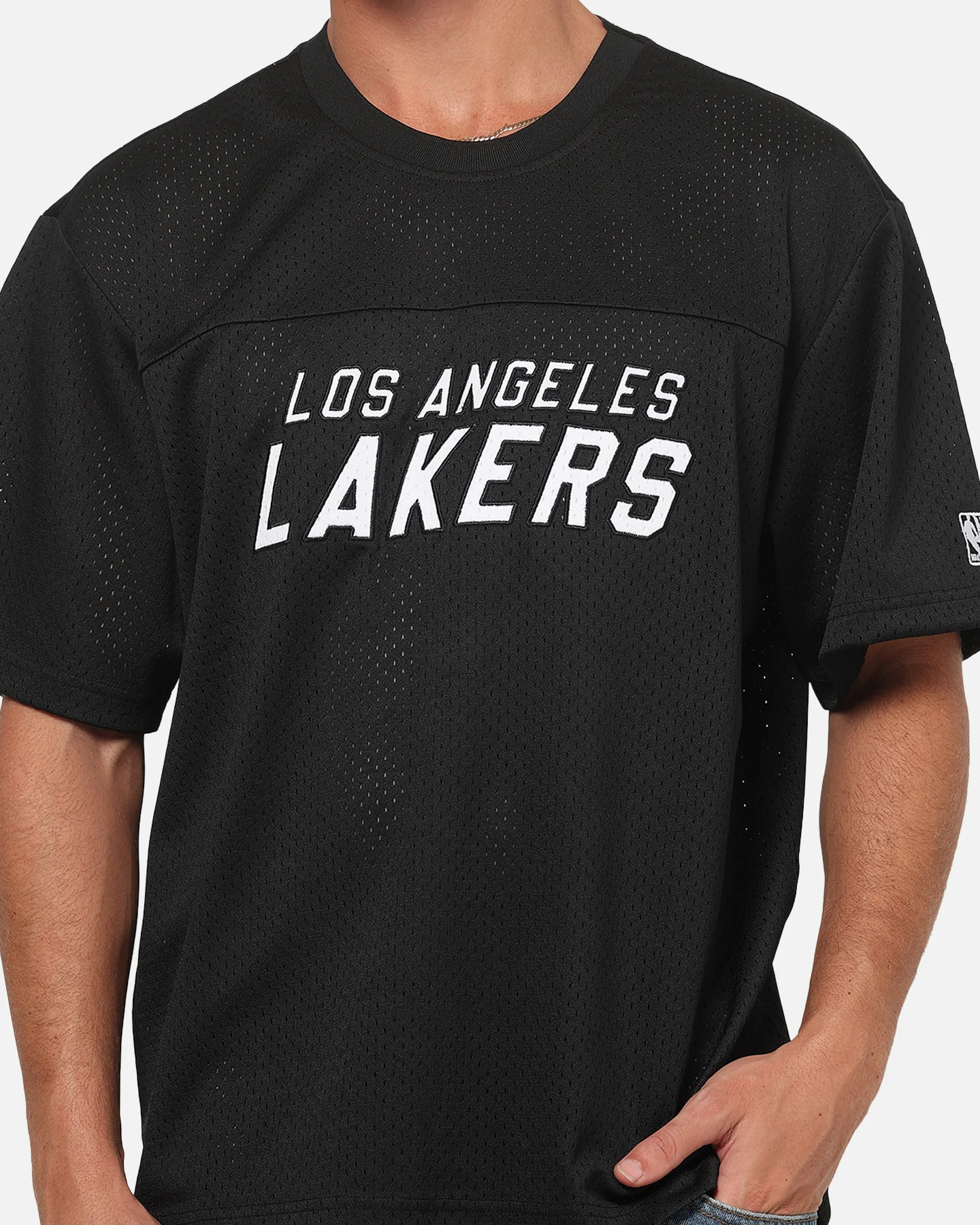 Mitchell & Ness Los Angeles Lakers Basketball Mesh T-Shirt Black - Image 7