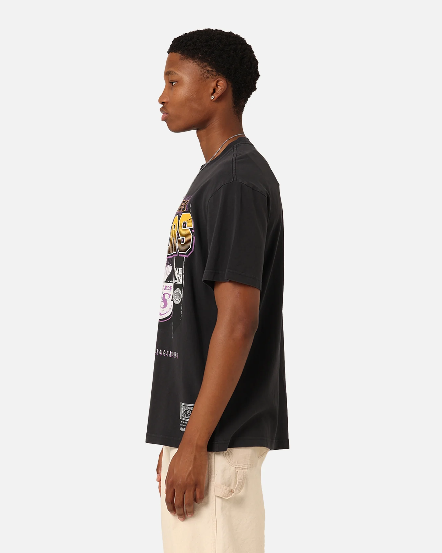 Mitchell & Ness Los Angeles Lakers Brush Off 2.0 T-Shirt Faded Black - Image 6