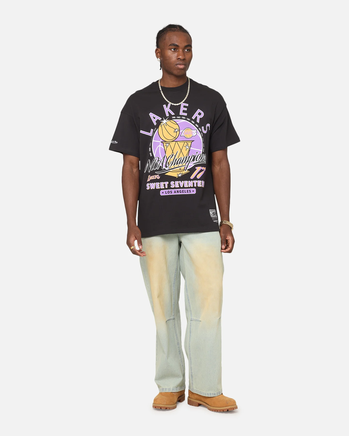 Mitchell & Ness Los Angeles Lakers Champions Report "Champ Pack" T-Shirt Faded Black - Image 3