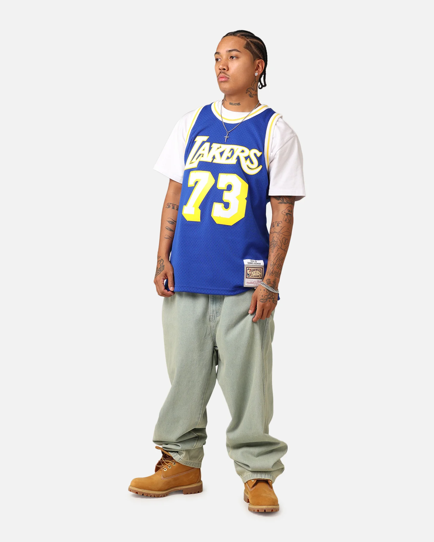 Mitchell & Ness Los Angeles Lakers Dennis Rodman '98-99 College Twist Swing Jersey Blue/Yellow - Image 3