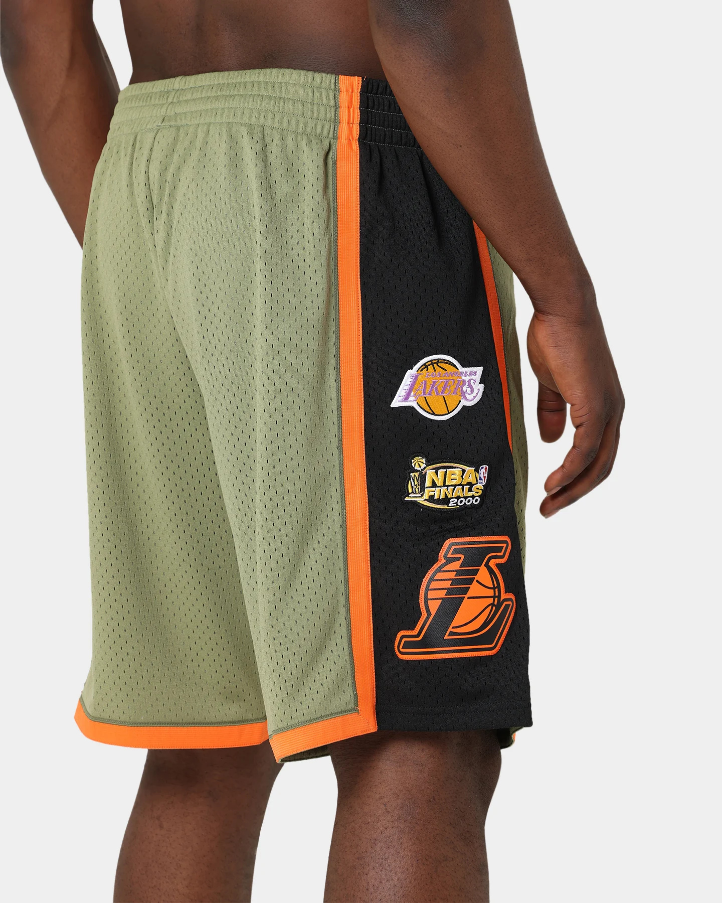 Mitchell & Ness Los Angeles Lakers Flight Swingman Shorts Olive - Image 8
