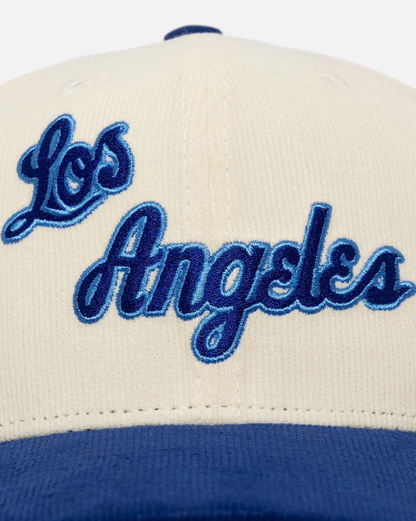 Mitchell & Ness Los Angeles Lakers Go Team Go OG Corduroy Snapback Light Cream/Blue - Image 6