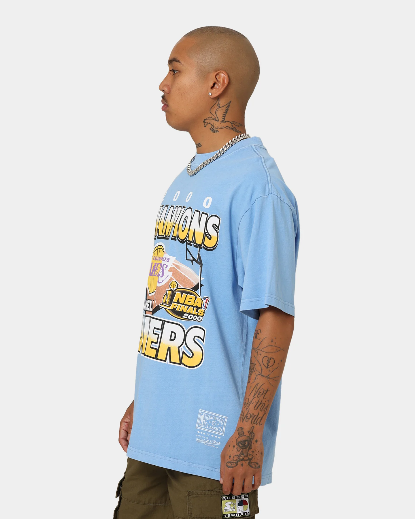 Mitchell & Ness Los Angeles Lakers On Court T-Shirt Blue - Image 6