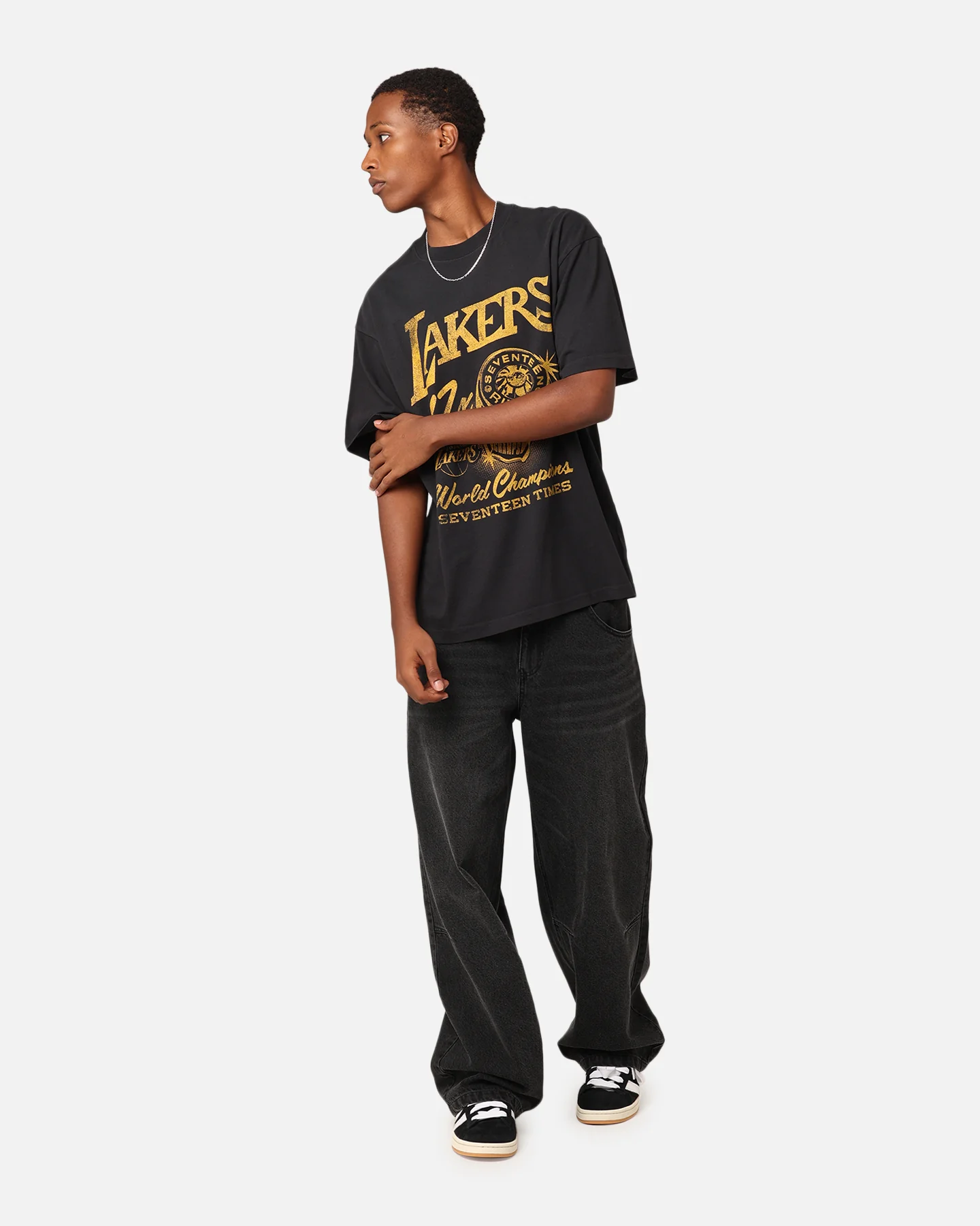 Mitchell & Ness Los Angeles Lakers Rings T-Shirt Faded Black - Image 2