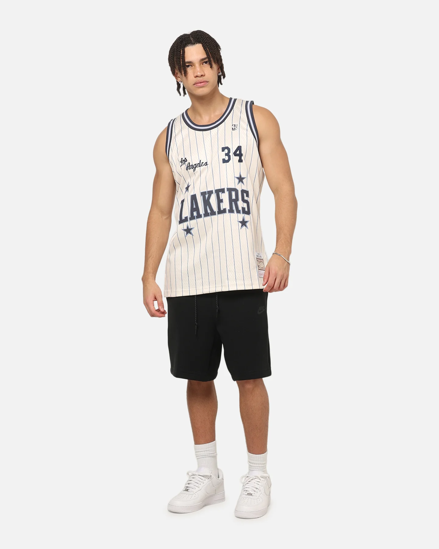 Mitchell & Ness Los Angeles Lakers Shaquille O'Neal #34 Playoff Energy Swingman Jersey Off White - Image 3