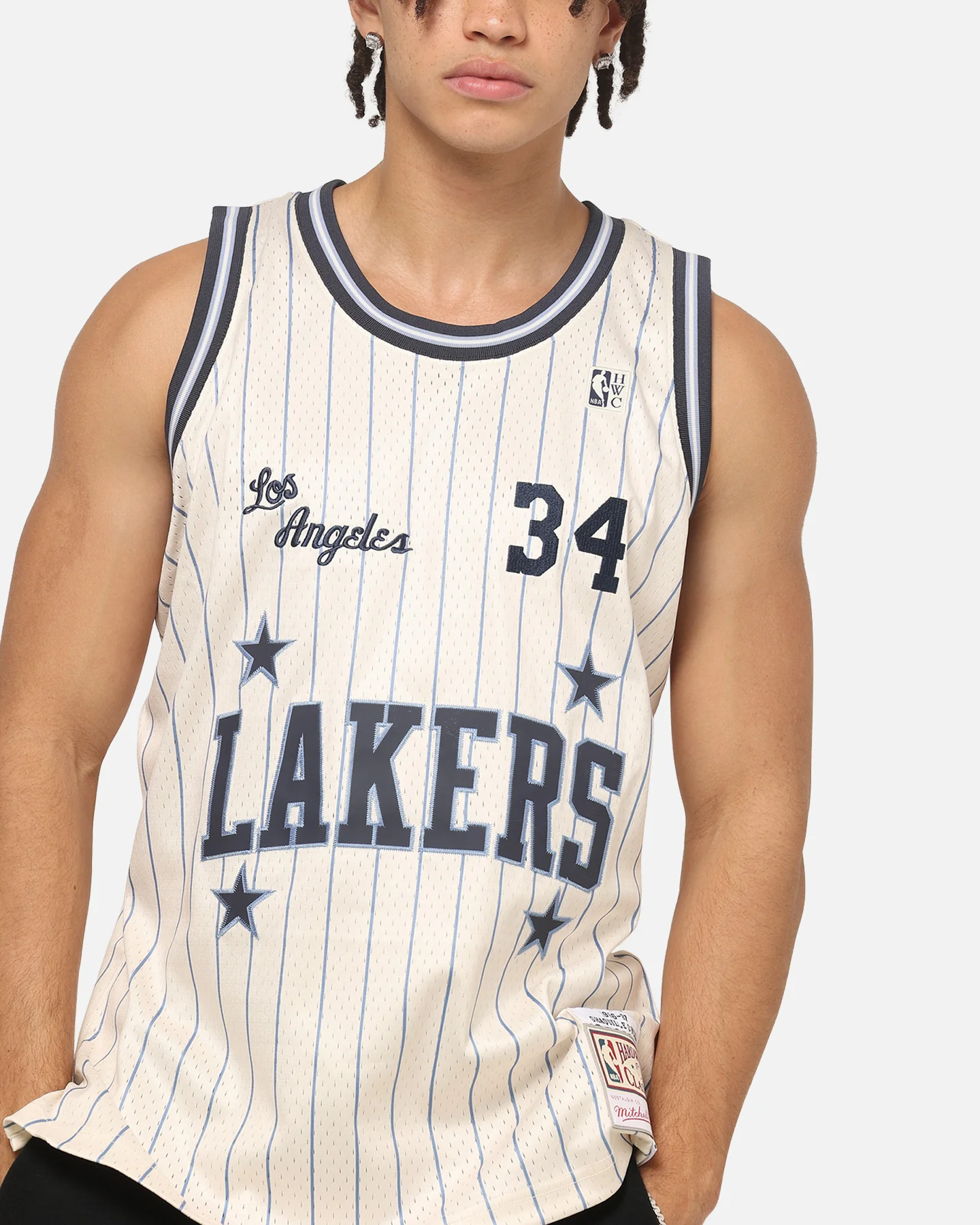 Mitchell & Ness Los Angeles Lakers Shaquille O'Neal #34 Playoff Energy Swingman Jersey Off White - Image 8