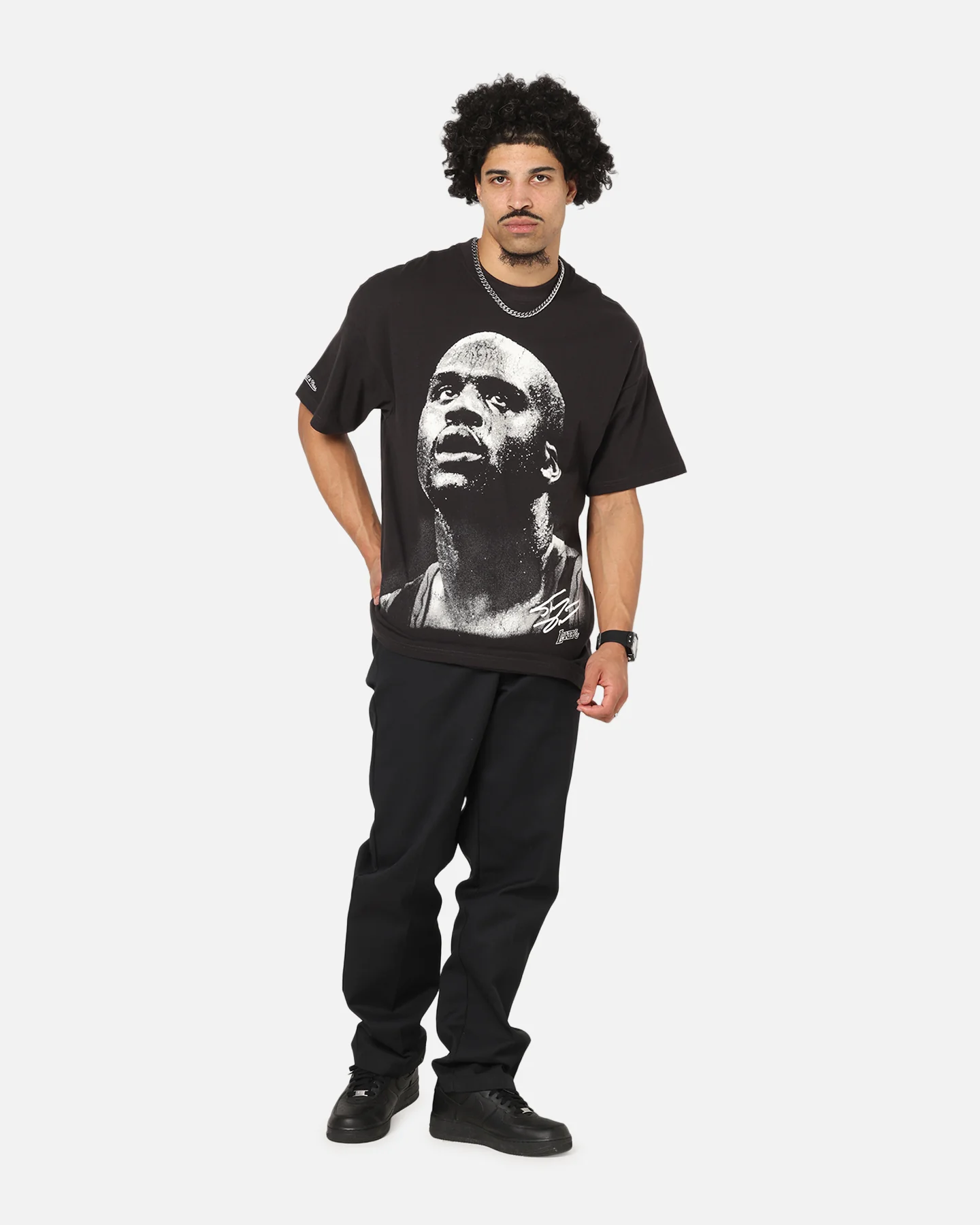 Mitchell & Ness Los Angeles Lakers Shaquille O'Neal Big Head T-Shirt Faded Black - Image 2
