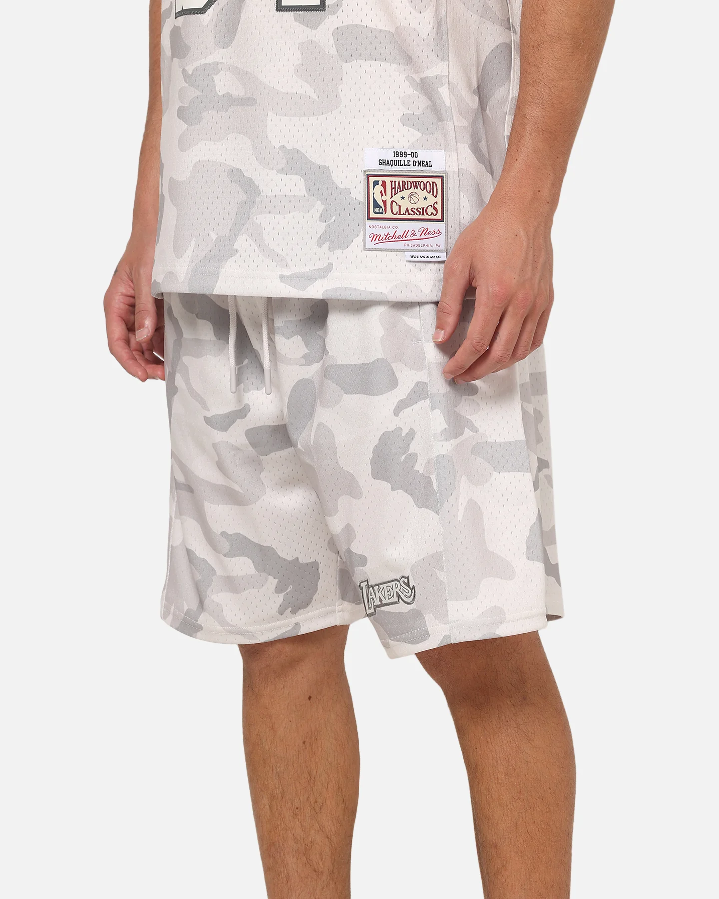 Mitchell & Ness Los Angeles Lakers Snow Camo Authentic Mesh Shorts White - Image 3