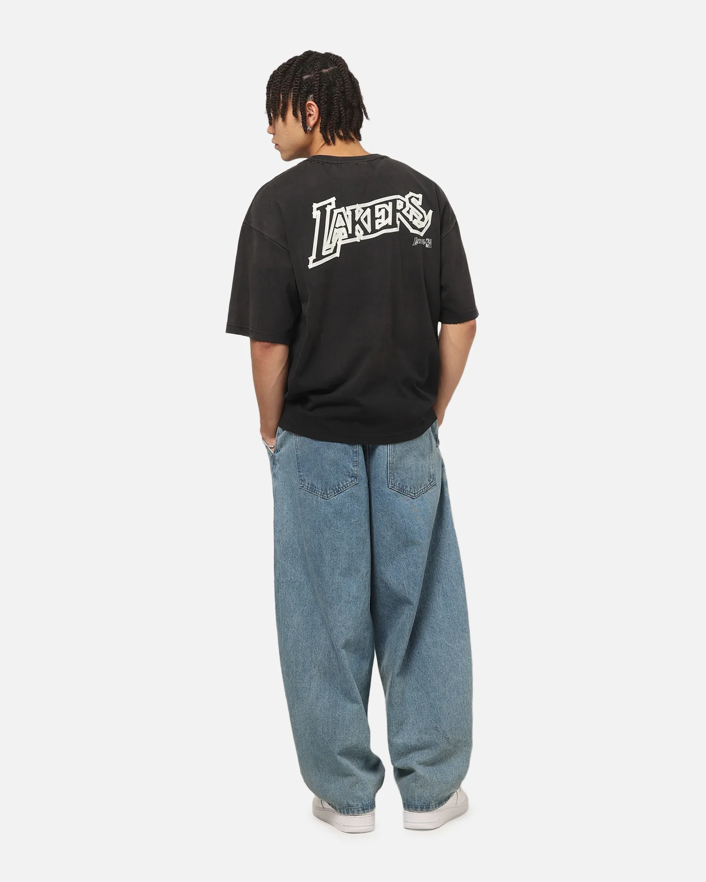 Mitchell & Ness Los Angeles Lakers Tape T-Shirt Black - Image 3
