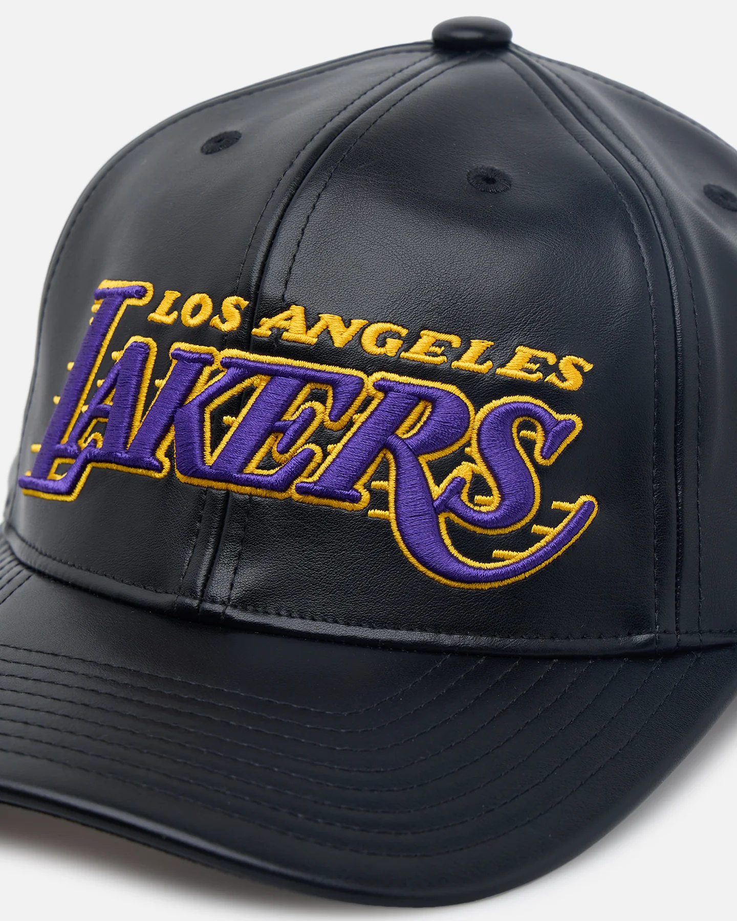 Mitchell & Ness Los Angeles Lakers Workmark Leather Deadstock Snapback Black - Image 2