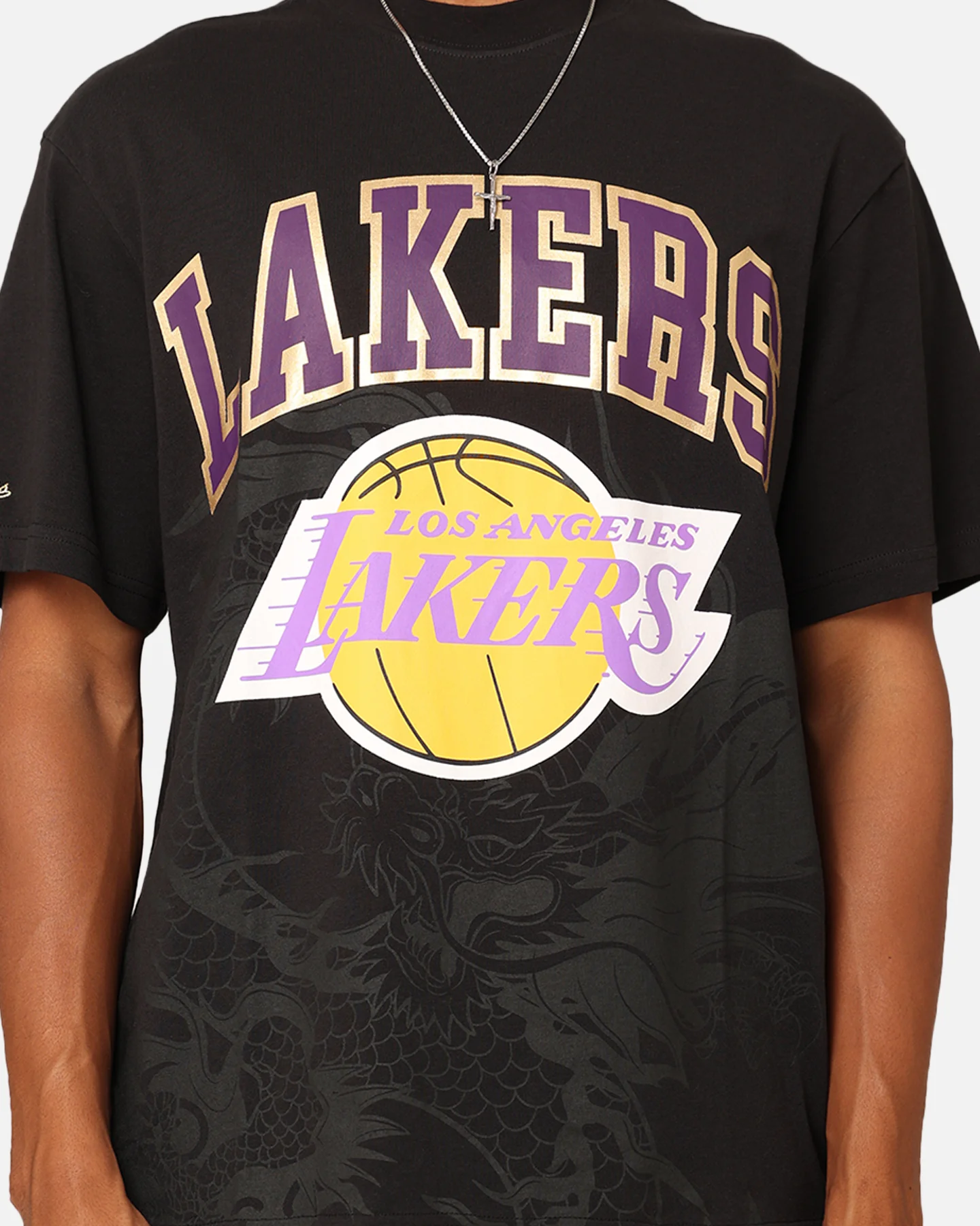 Mitchell & Ness Los Angeles Lakers Year Of The Dragon T-Shirt Faded Black - Image 3
