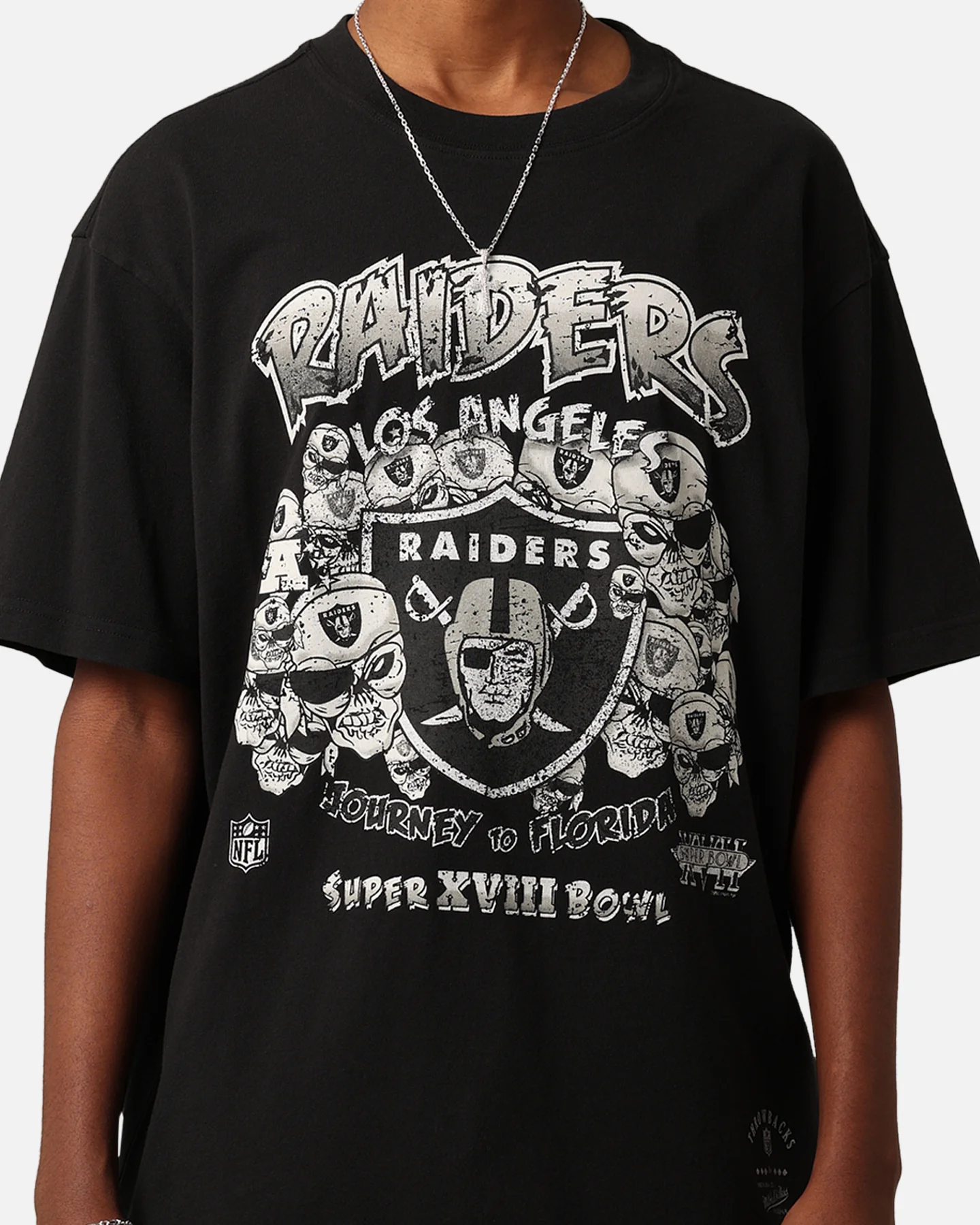 Mitchell & Ness Los Angeles Raiders Journey To Florida T-Shirt Faded Black - Image 3