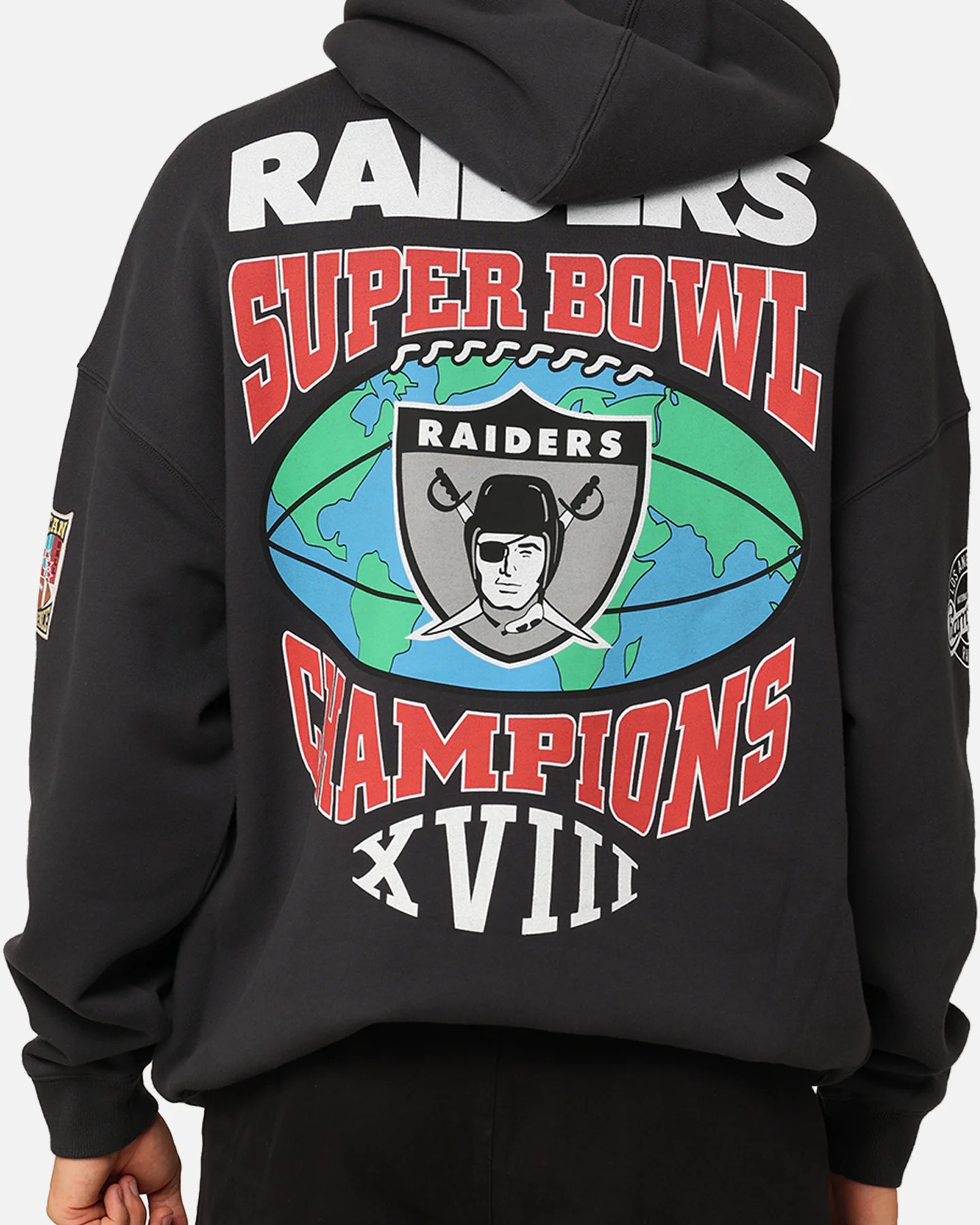 Mitchell & Ness Los Angeles Raiders Super Bowl World Hoodie Faded Black - Image 5